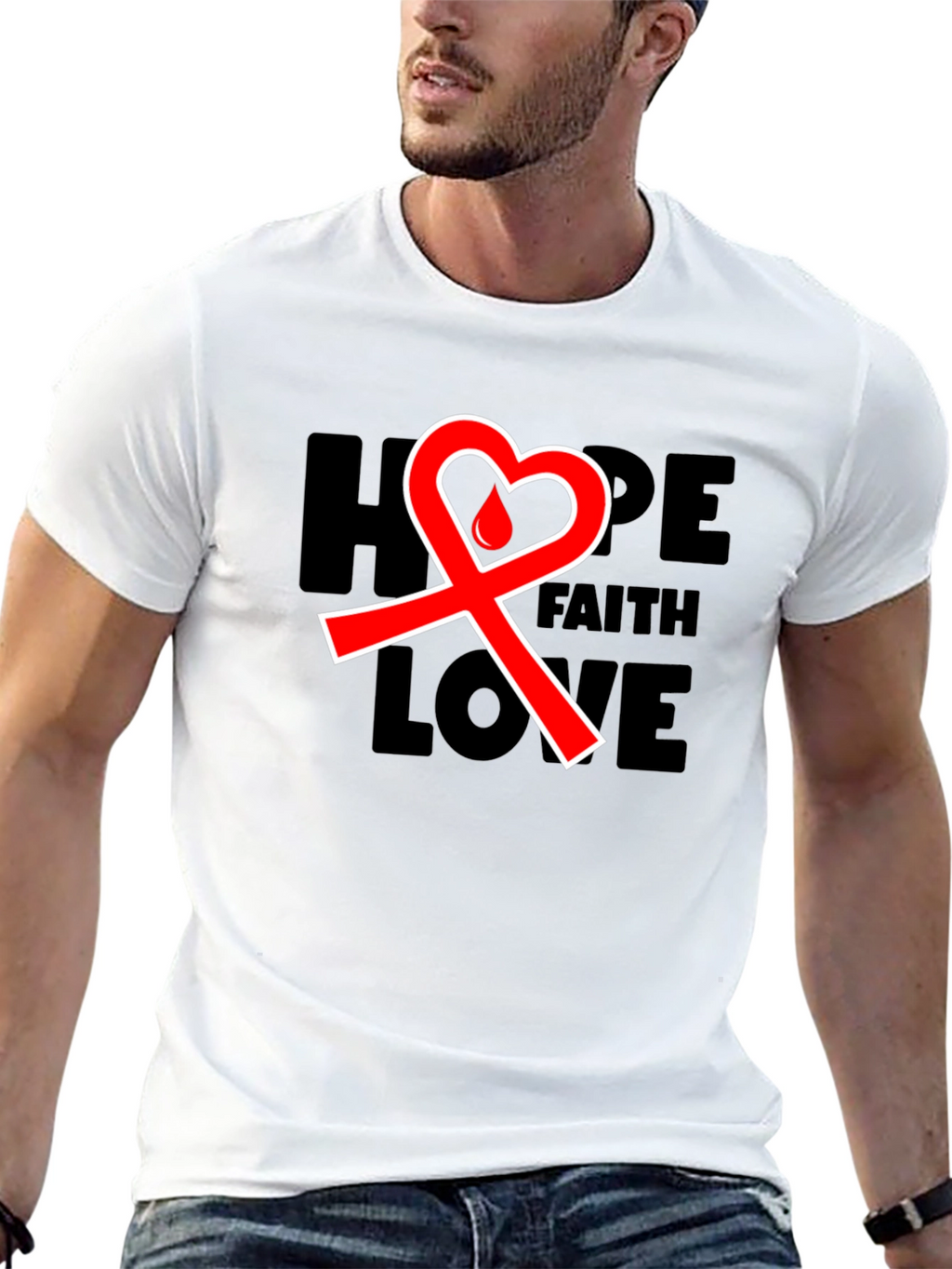 Hope Faith Love Ribbon T-Shirt