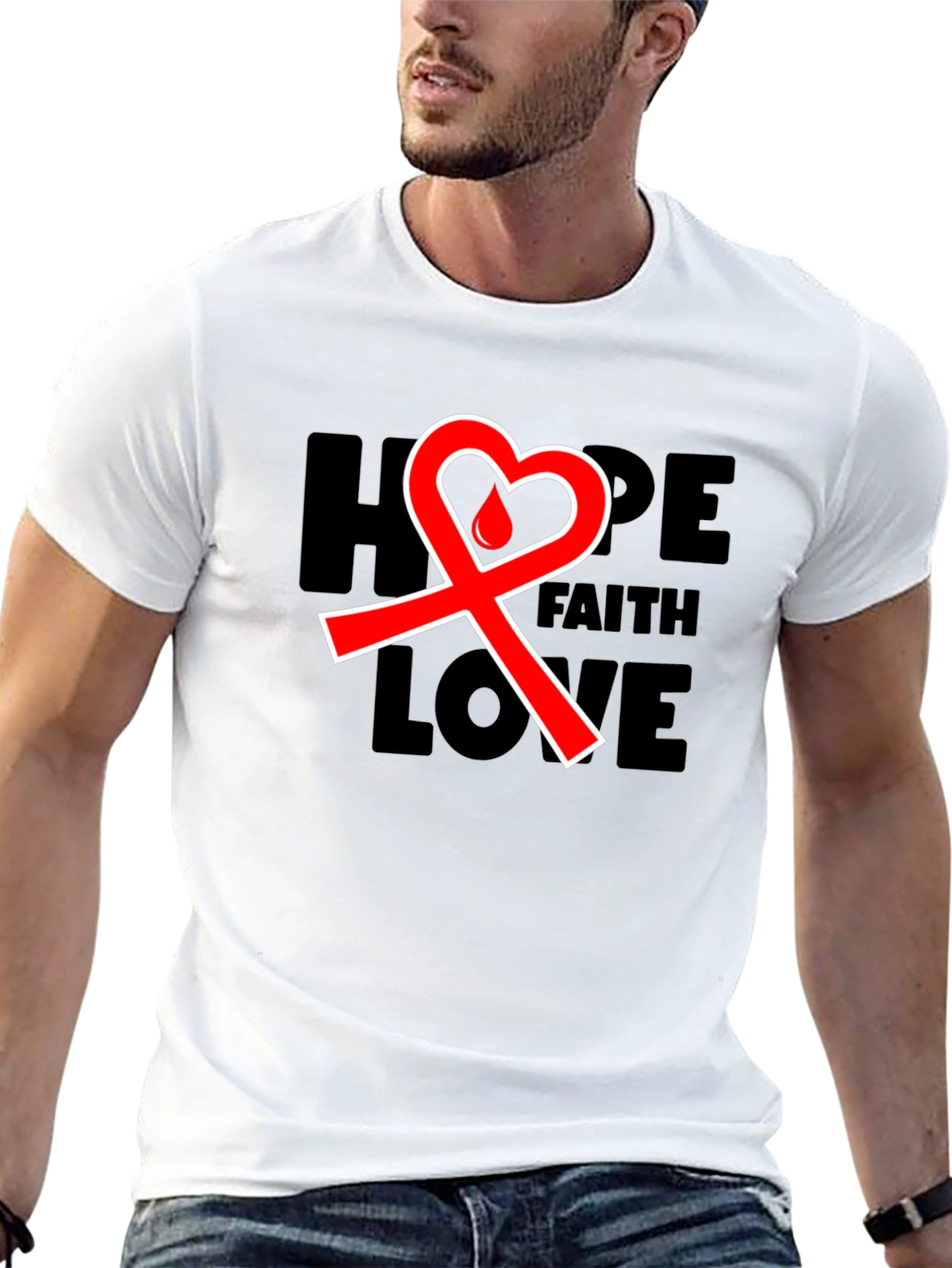 Hope Faith Love Ribbon T-Shirt