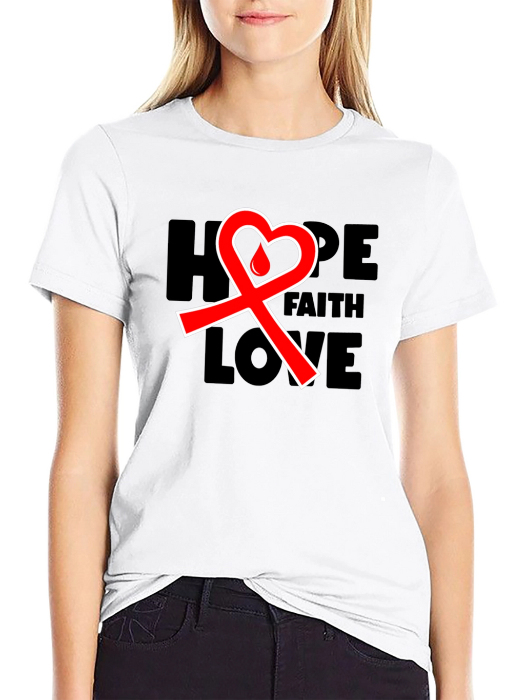 Hope Faith Love Ribbon T-Shirt