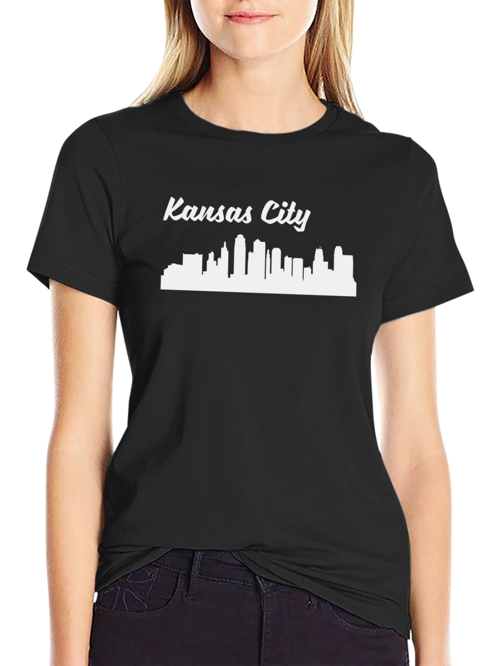 Kansas City Skyline Graphic Tee - Black Cotton T-Shirt