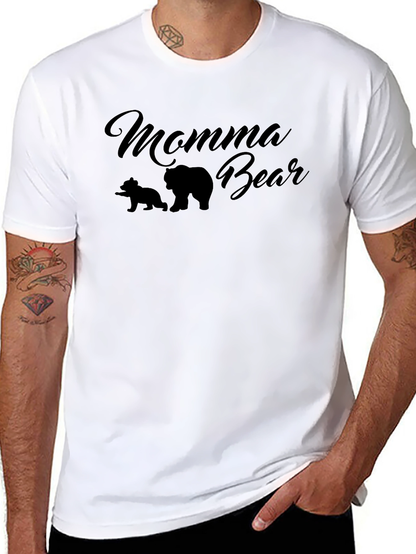 Momma Bear Graphic Tee - Black Crewneck