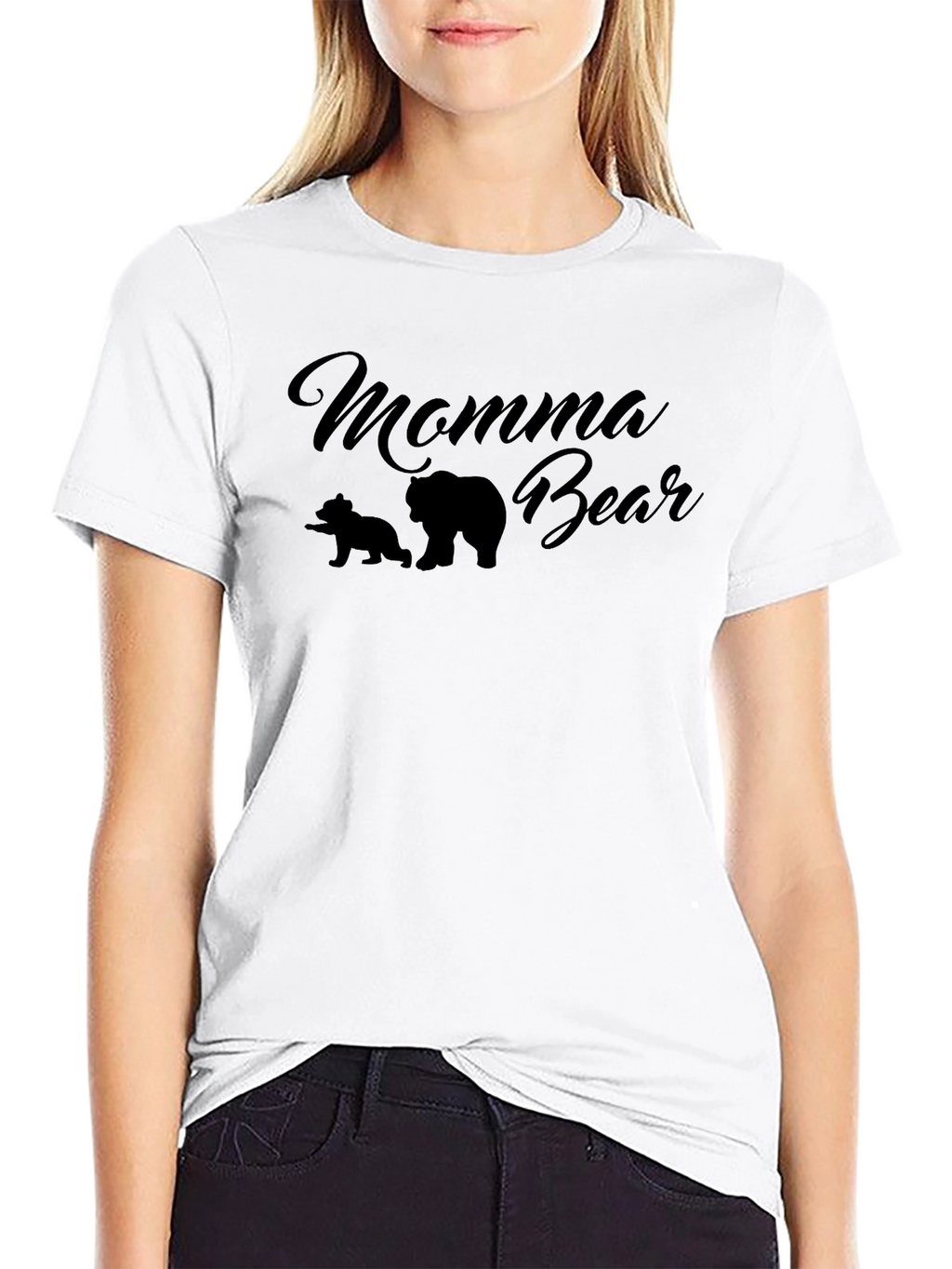 Momma Bear Graphic Tee - Black Crewneck