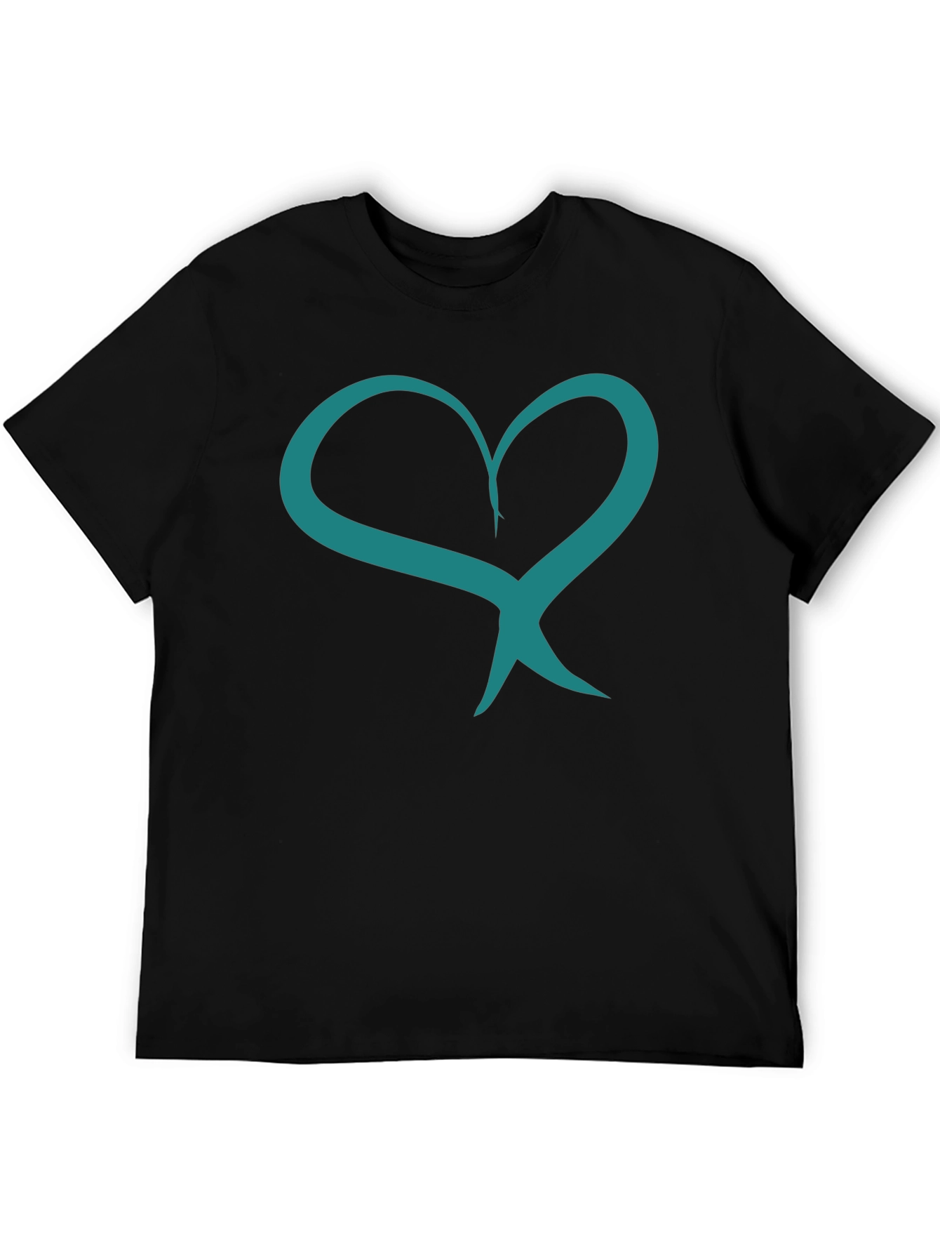 Heart Ribbon Graphic Tee - Black Casual Shirt