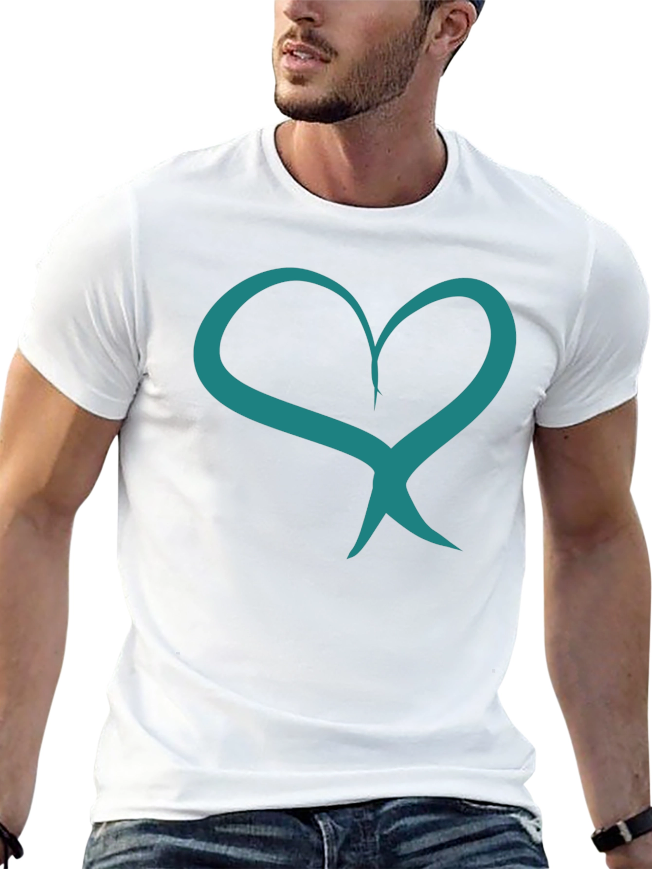 Heart Ribbon Graphic Tee - Black Casual Shirt