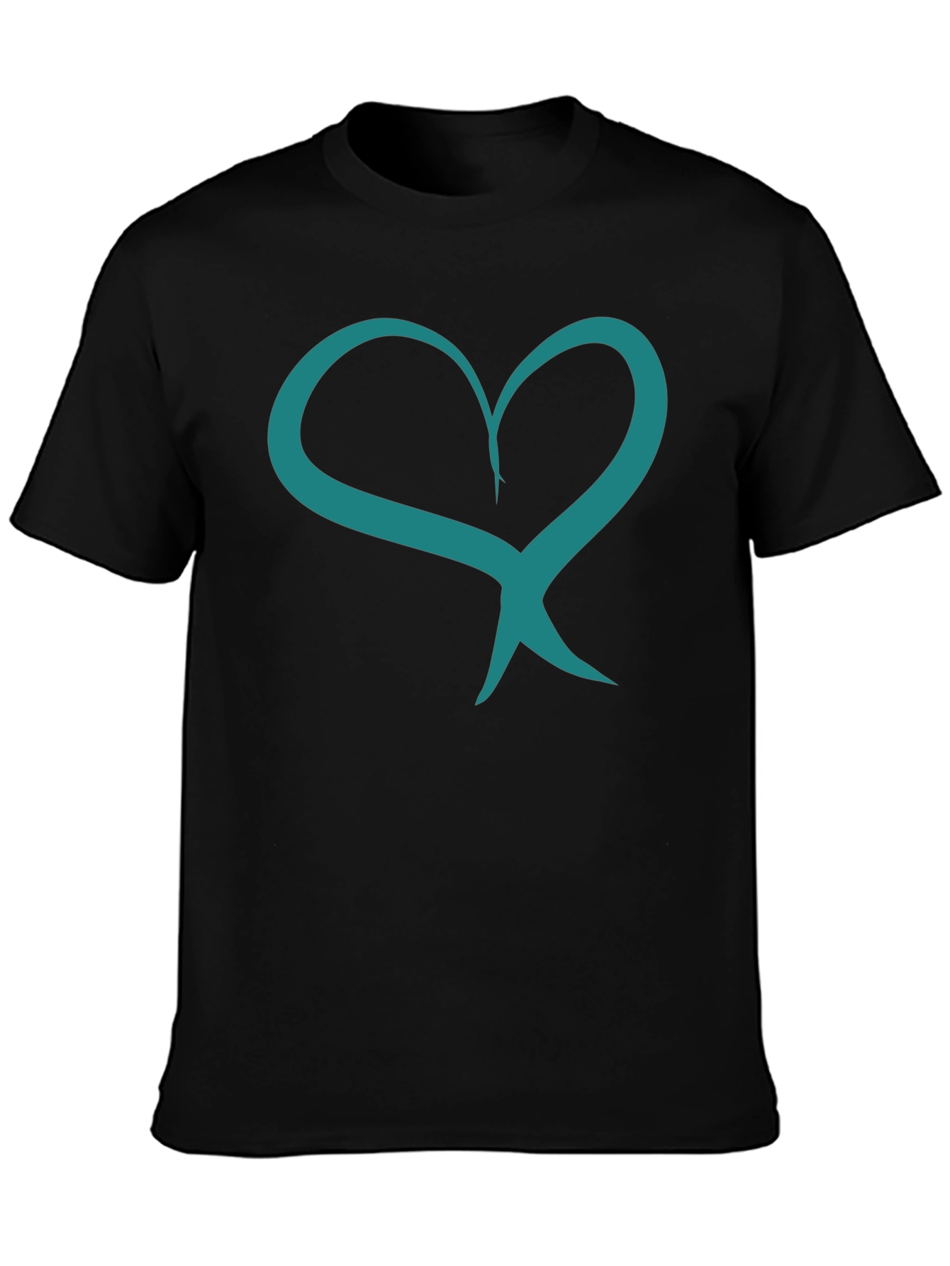 Heart Ribbon Graphic Tee - Black Casual Shirt