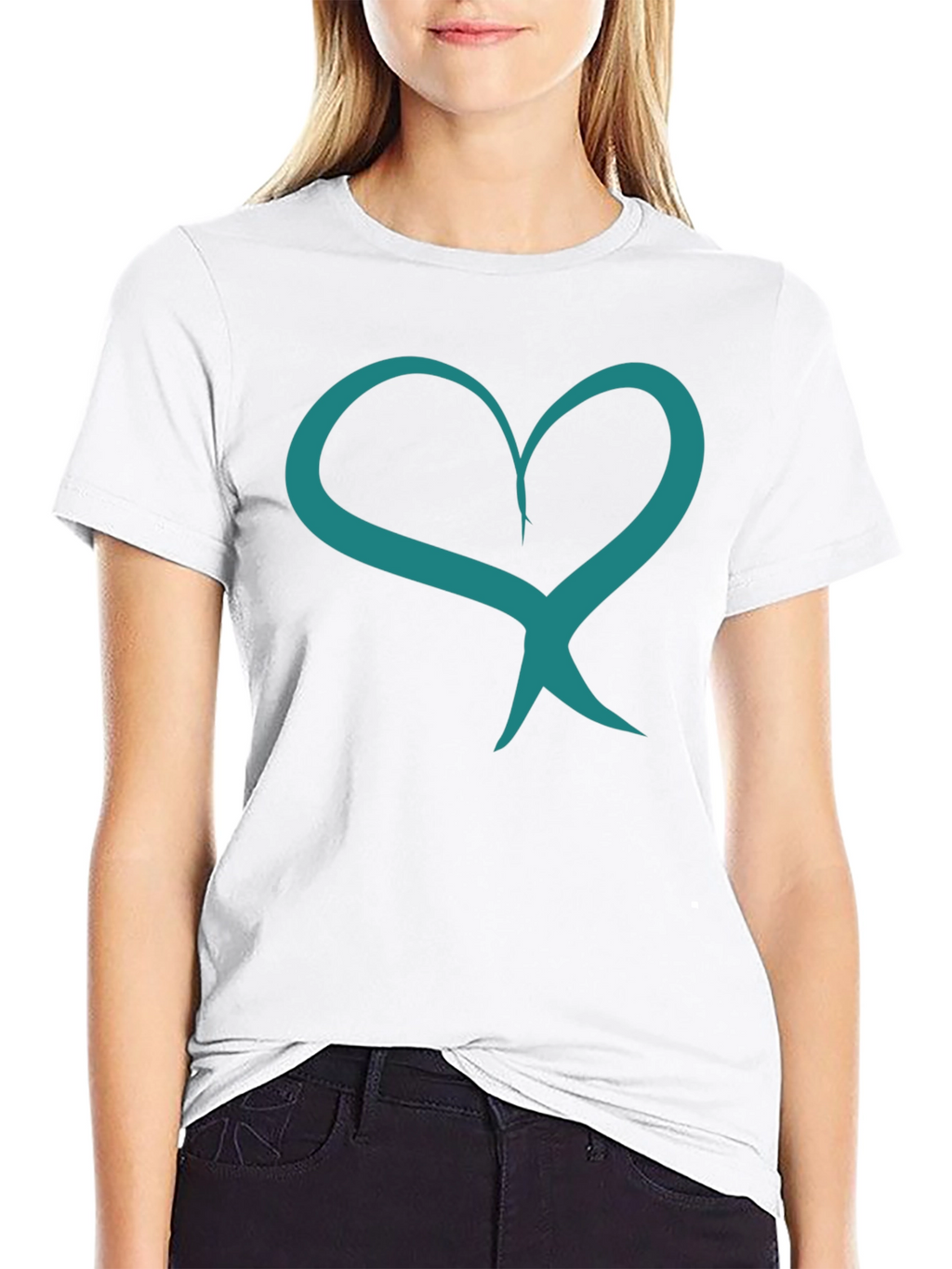 Heart Ribbon Graphic Tee - Black Casual Shirt