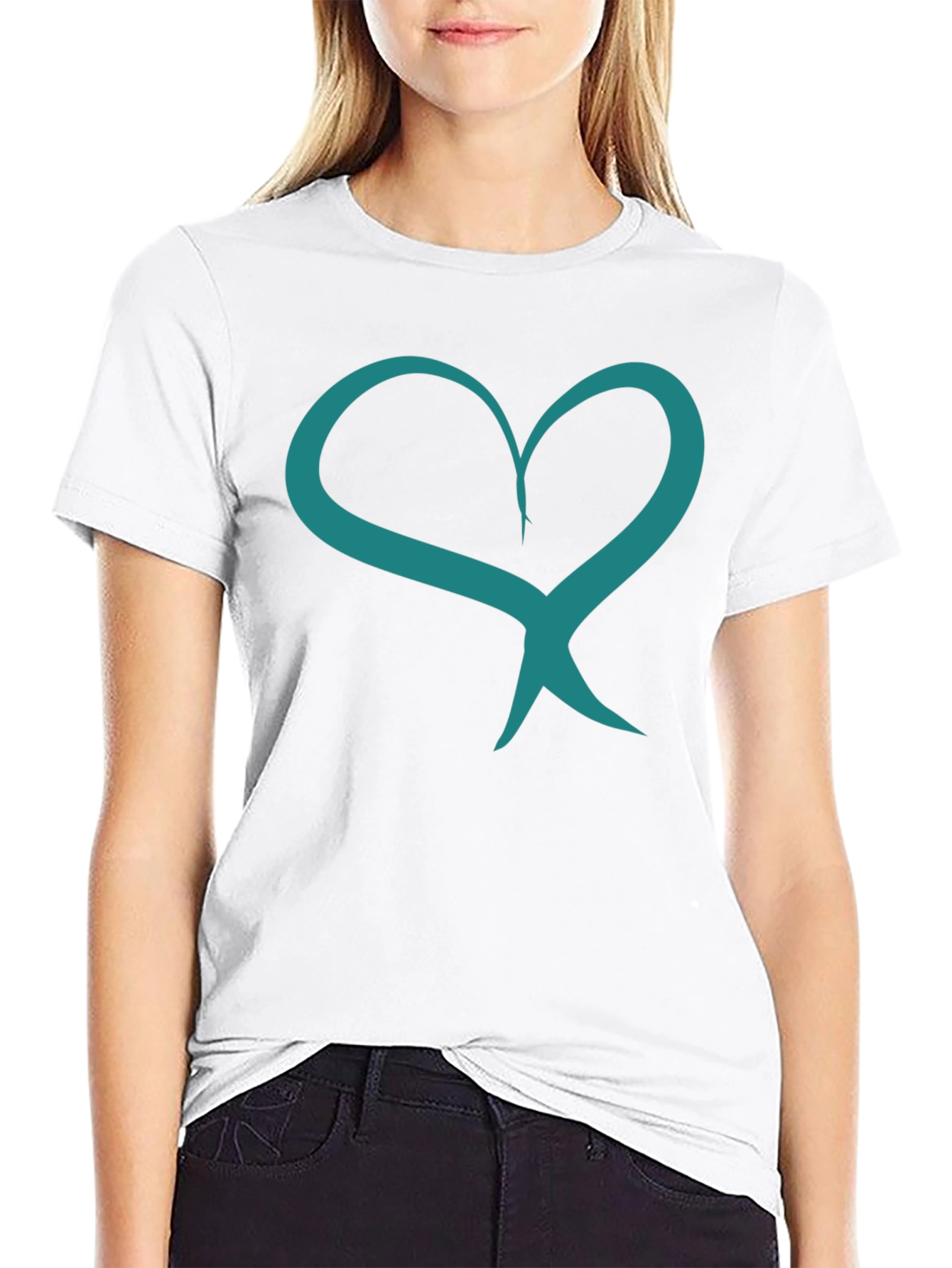 Heart Ribbon Graphic Tee - Black Casual Shirt