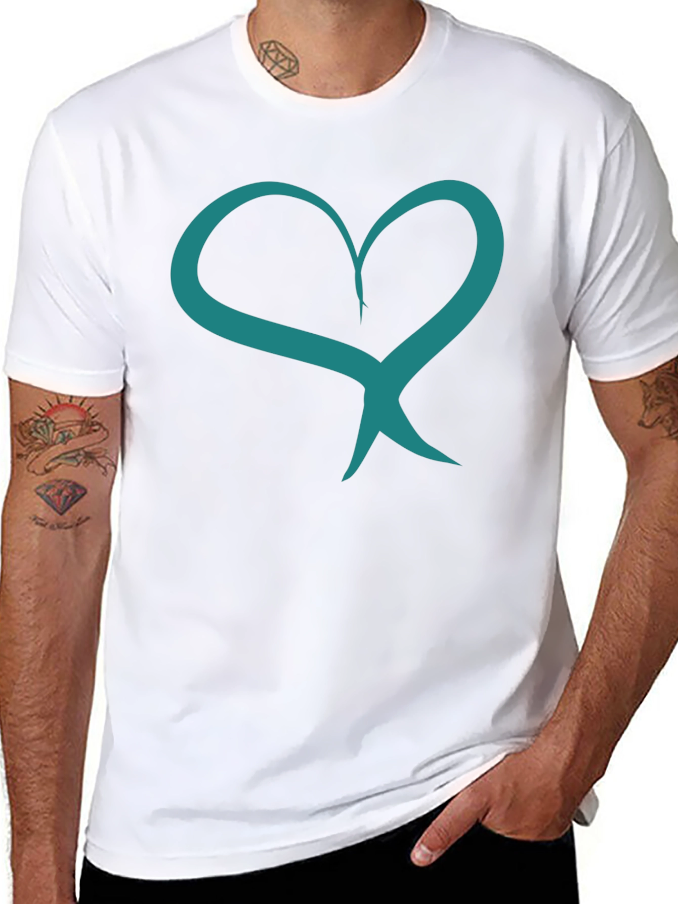 Heart Ribbon Graphic Tee - Black Casual Shirt
