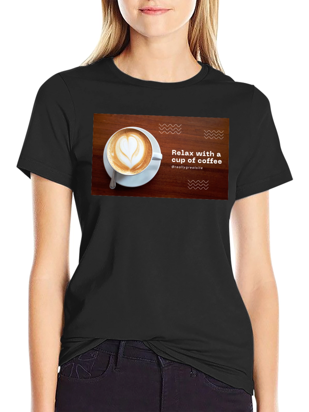 Relax with Coffee Black T-Shirt