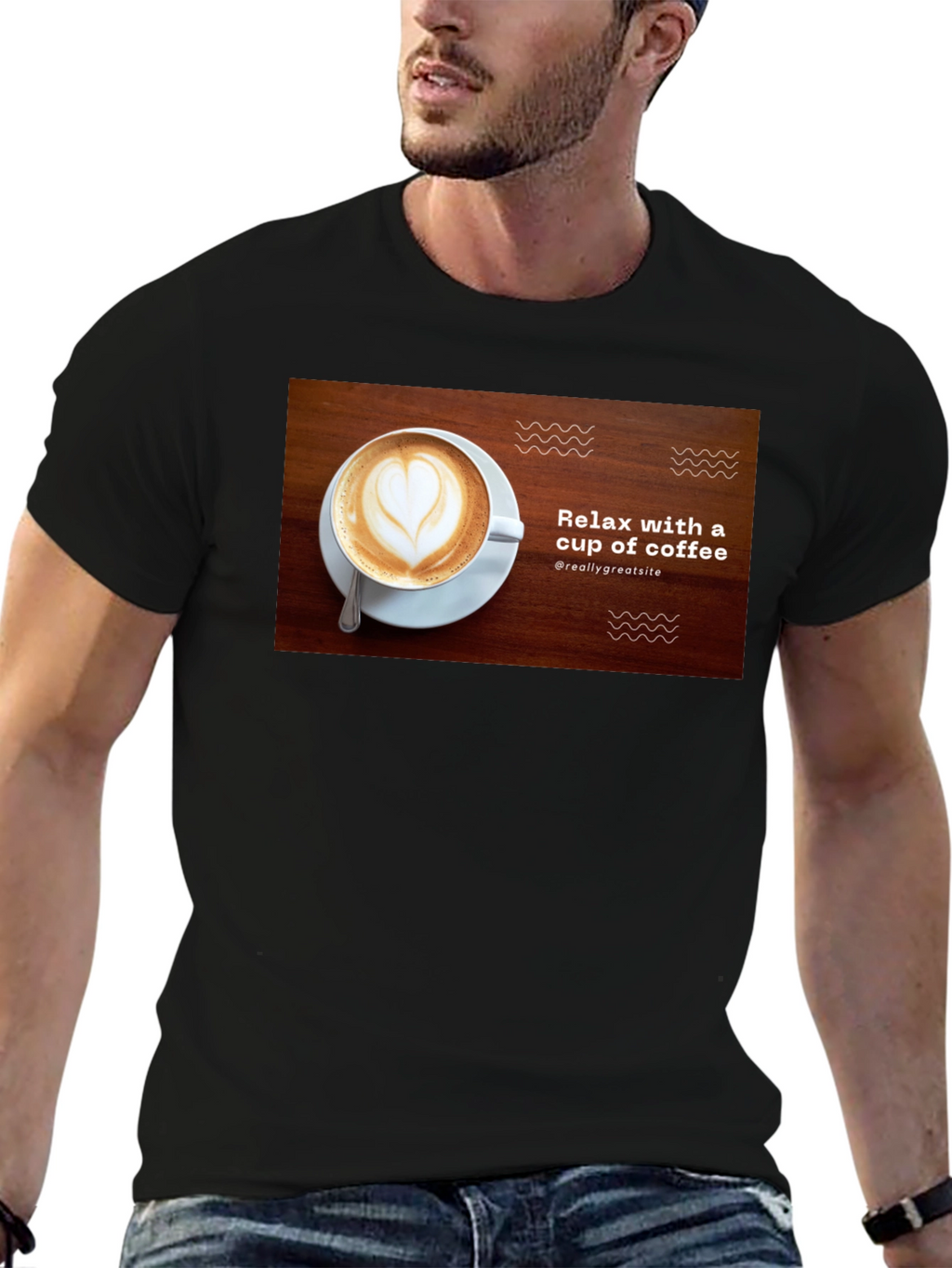 Relax with Coffee Black T-Shirt