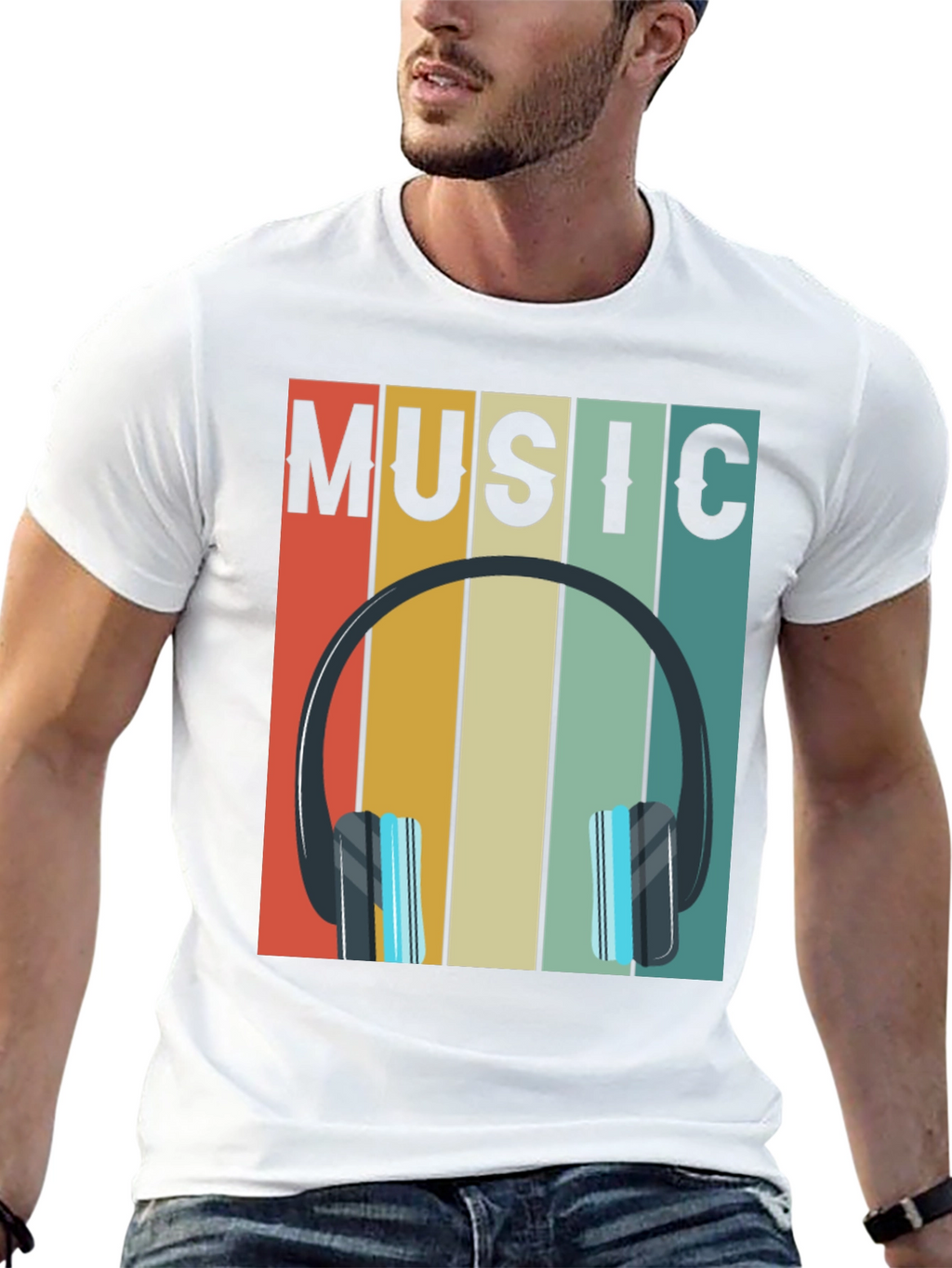 Retro Music Headphones Graphic Tee