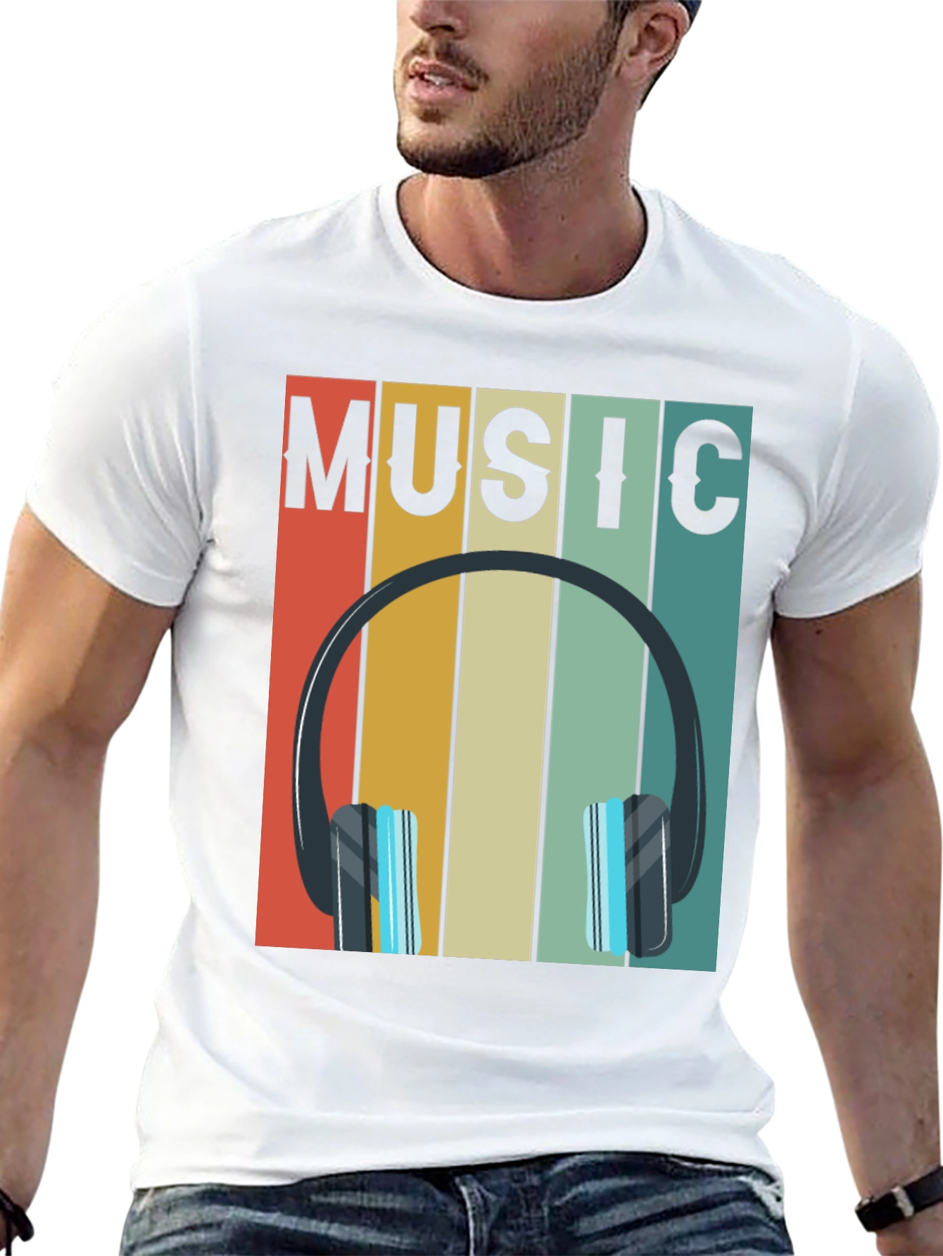 Retro Music Headphones Graphic Tee