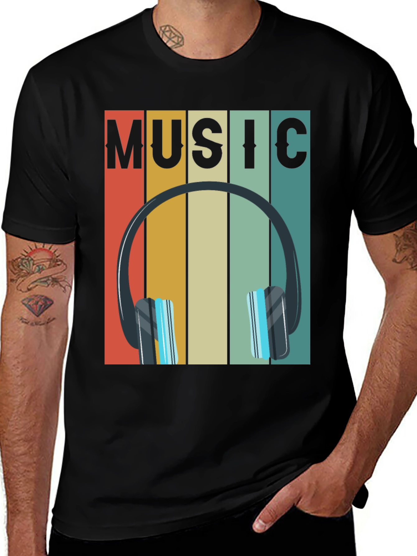 Retro Music Headphones Graphic Tee