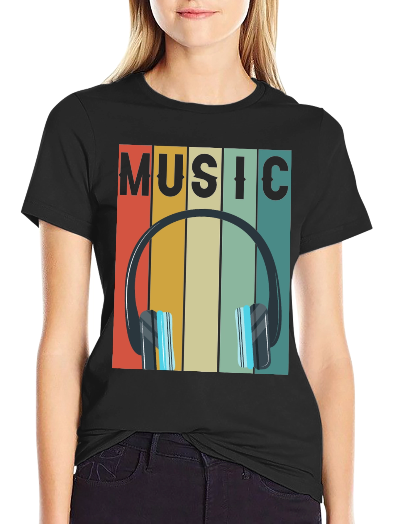 Retro Music Headphones Graphic Tee