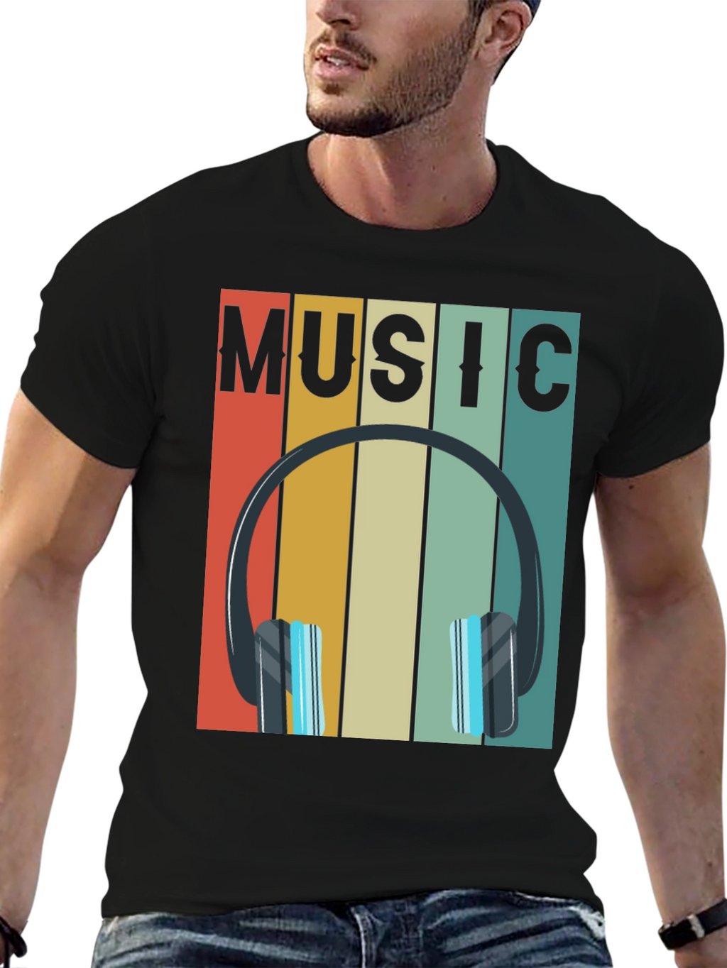 Retro Music Headphones Graphic Tee