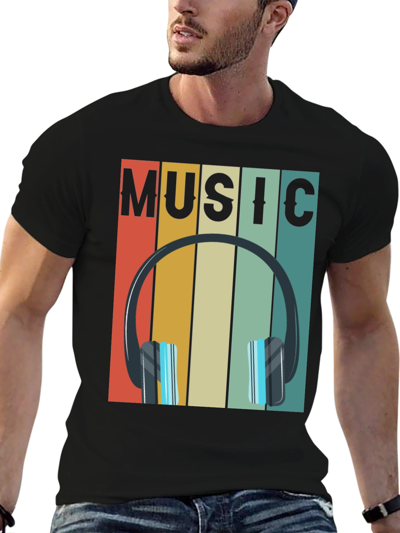 Retro Music Headphones Graphic Tee