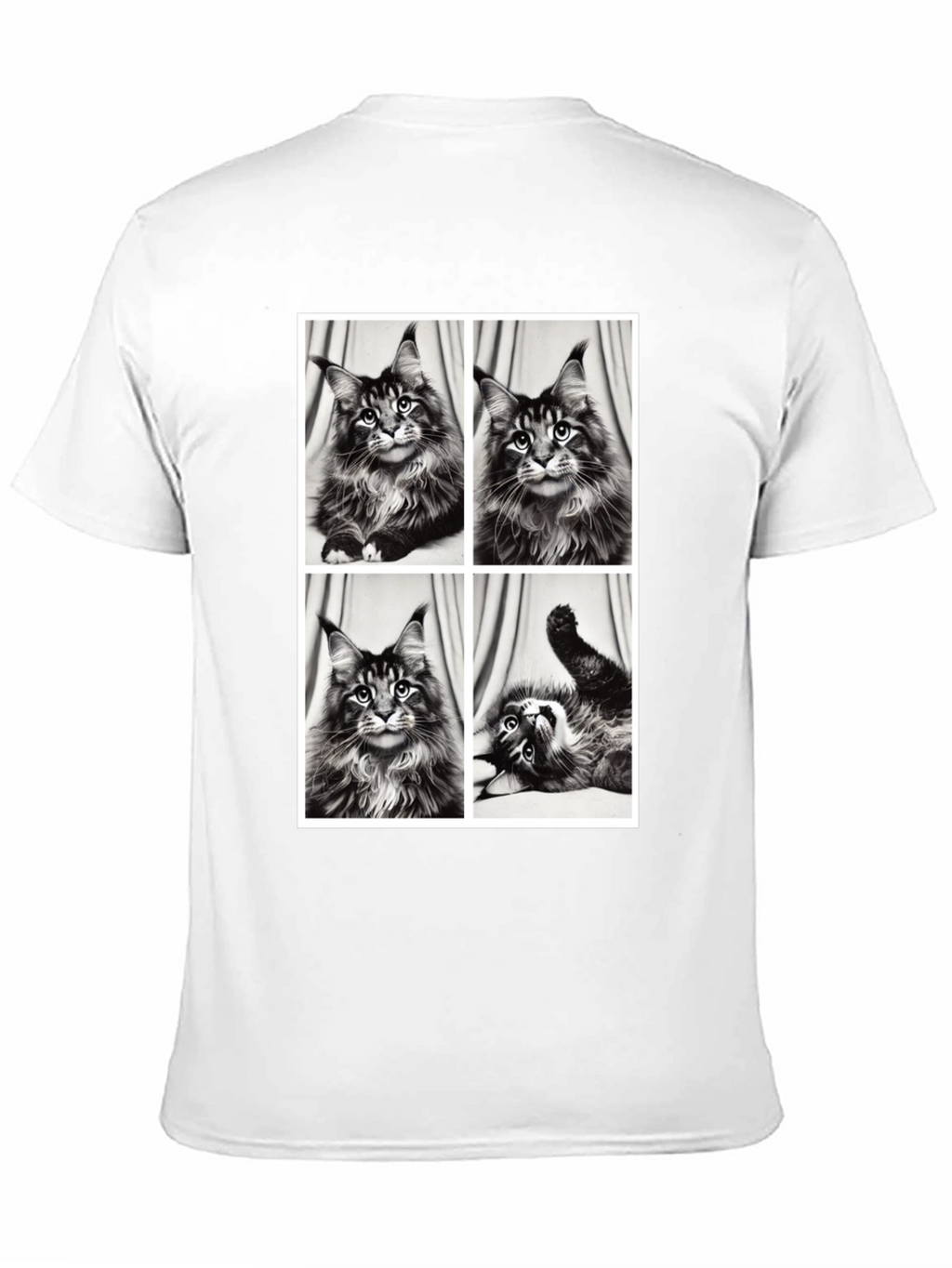 Maine Coon Cat Photo Grid Black T-Shirt