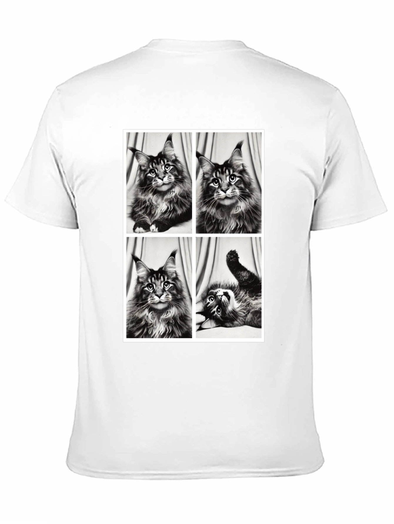 Maine Coon Cat Photo Grid Black T-Shirt