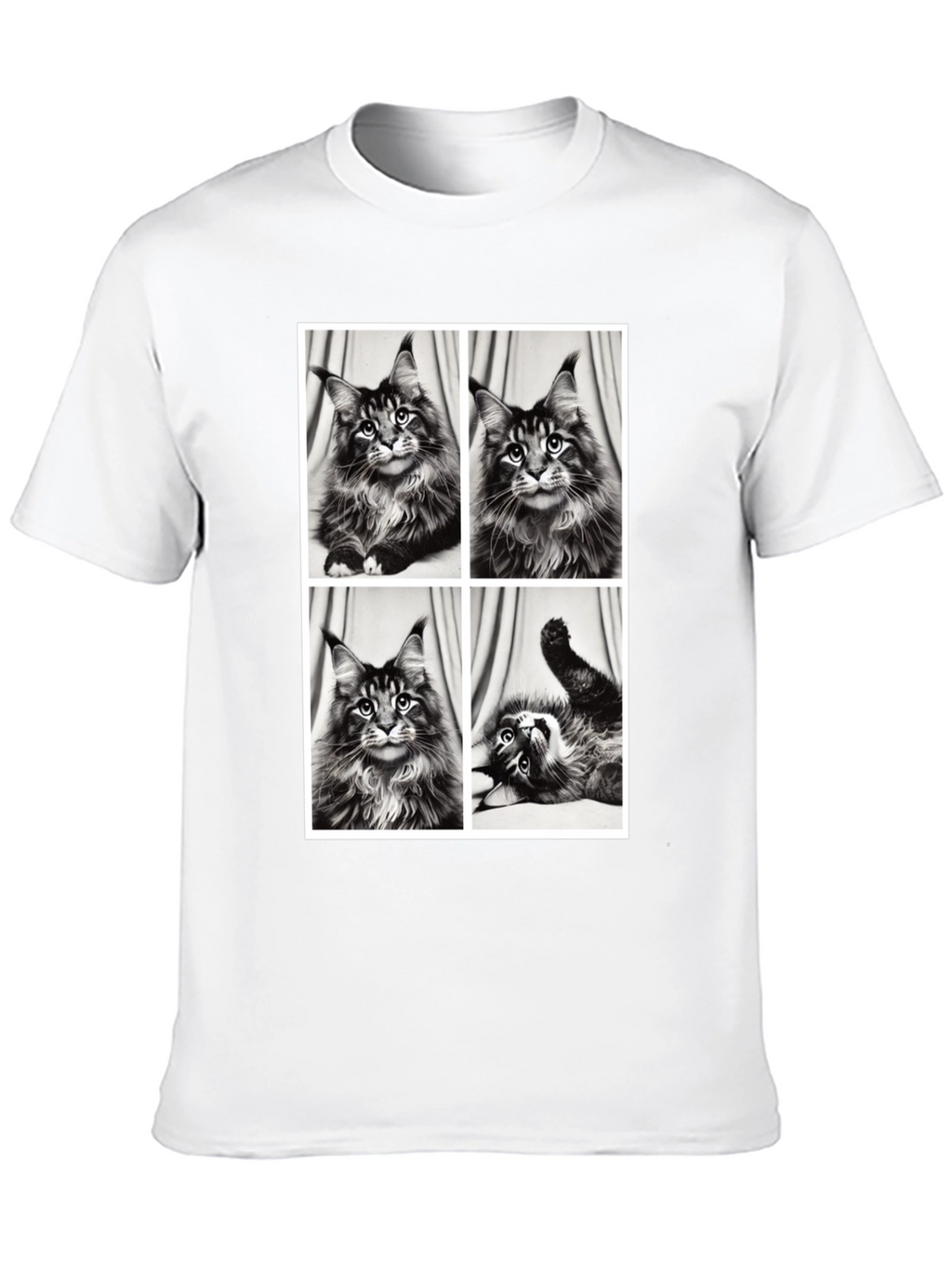 Maine Coon Cat Photo Grid Black T-Shirt