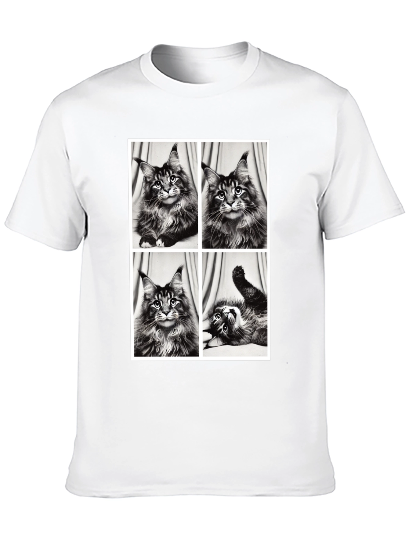 Maine Coon Cat Photo Grid Black T-Shirt