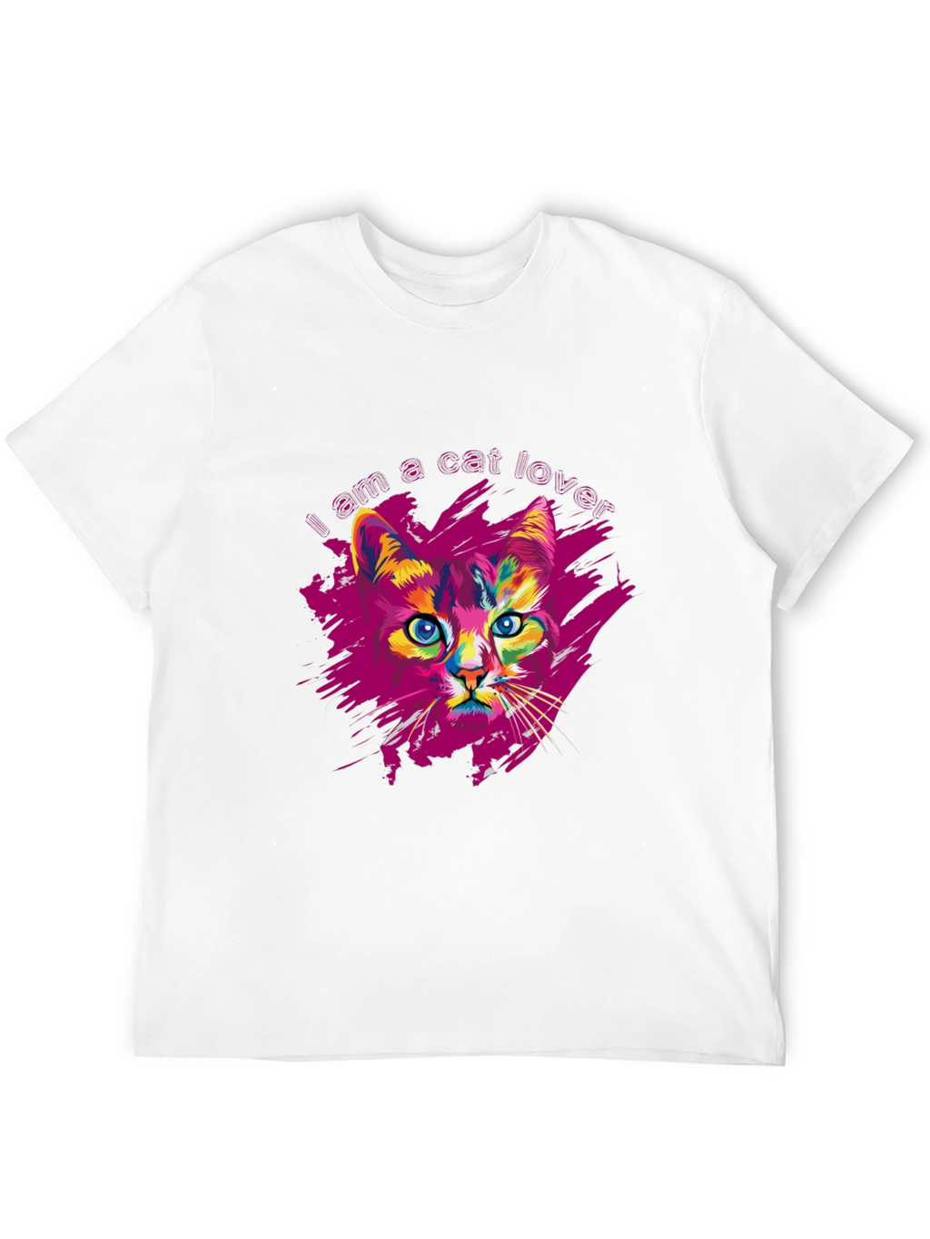 Vibrant Cat Lover Graphic Print Black T-Shirt