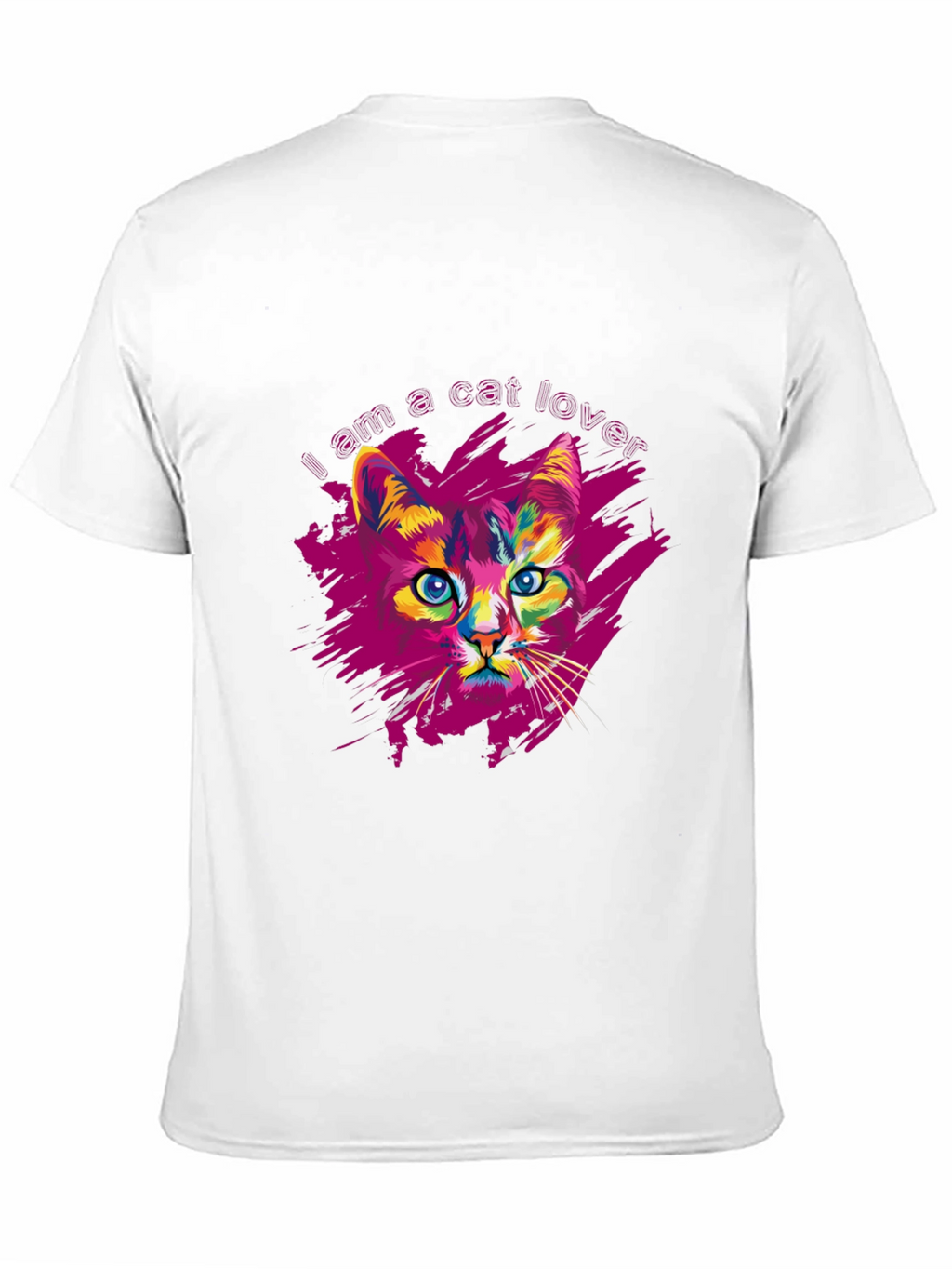 Vibrant Cat Lover Graphic Print Black T-Shirt
