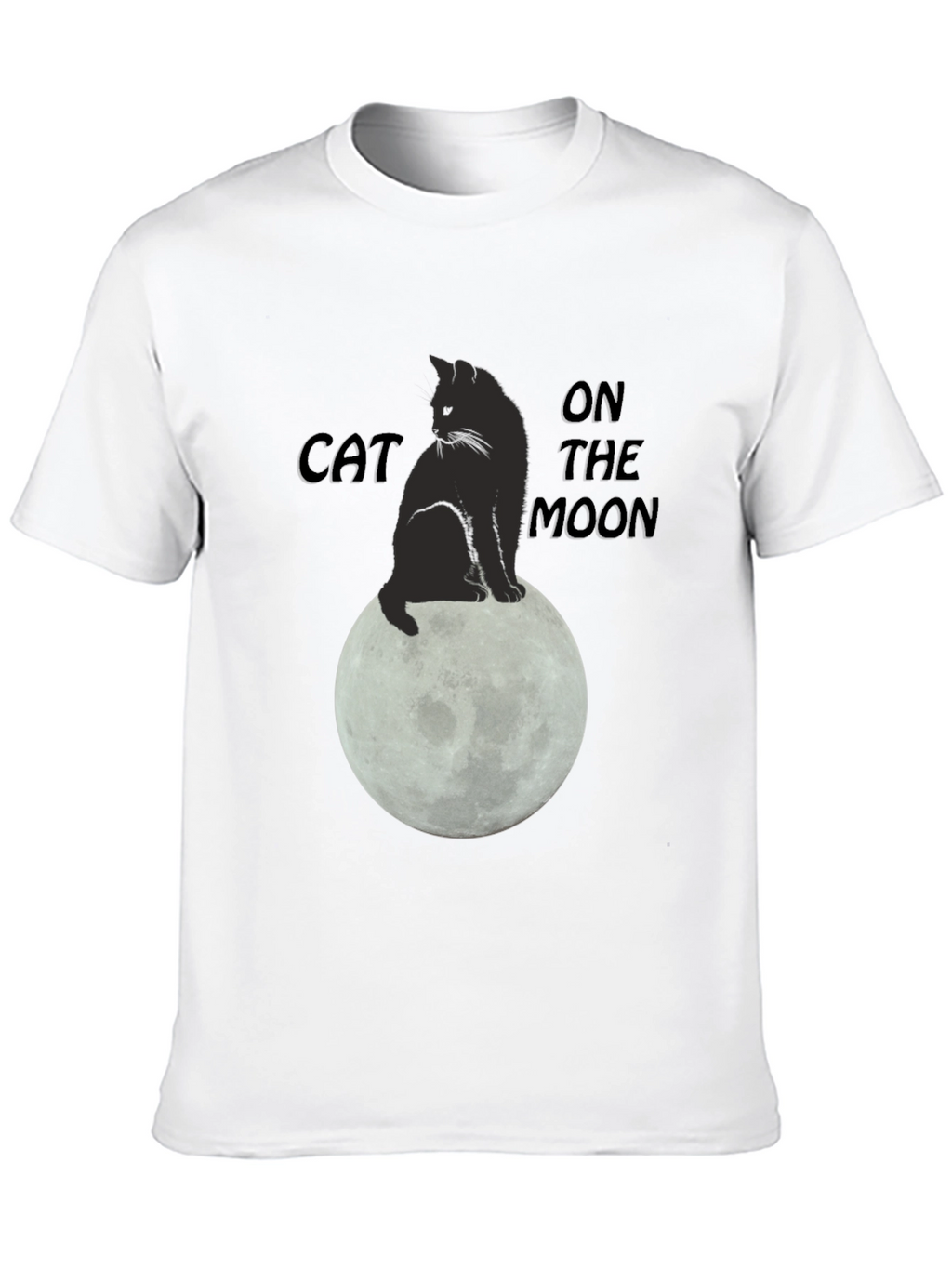 Cat On The Moon Graphic T-Shirt - Black