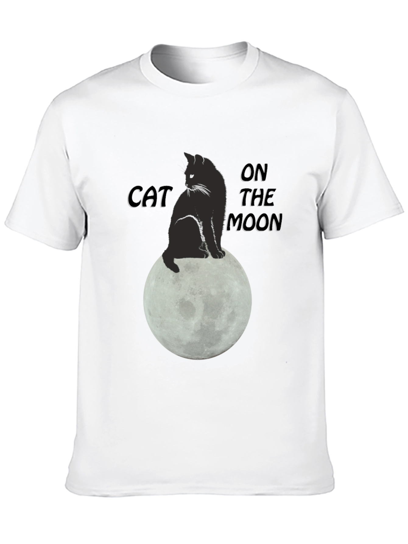 Cat On The Moon Graphic T-Shirt - Black