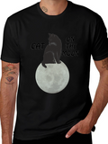 Cat On The Moon Graphic T-Shirt - Black