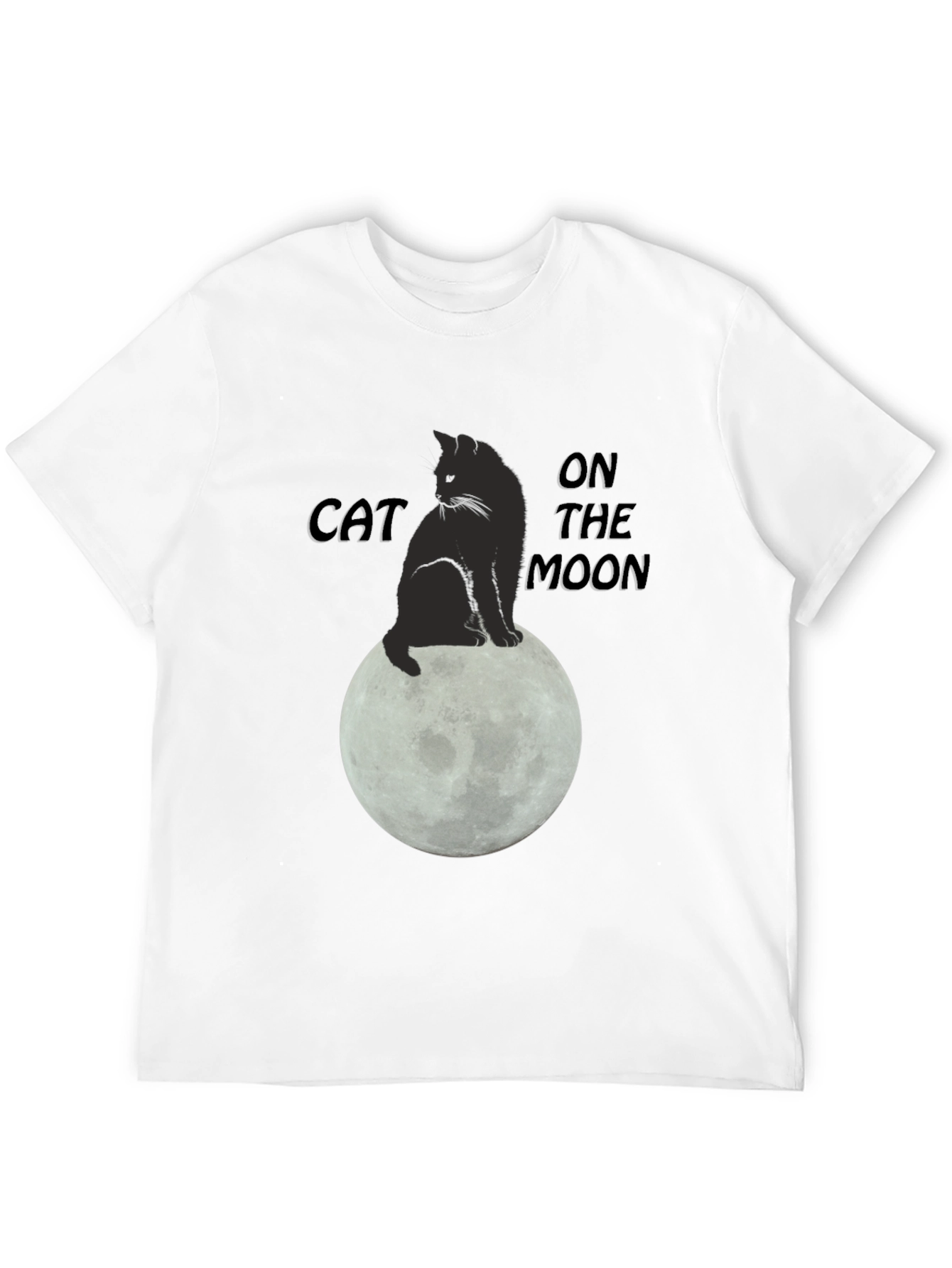 Cat On The Moon Graphic T-Shirt - Black