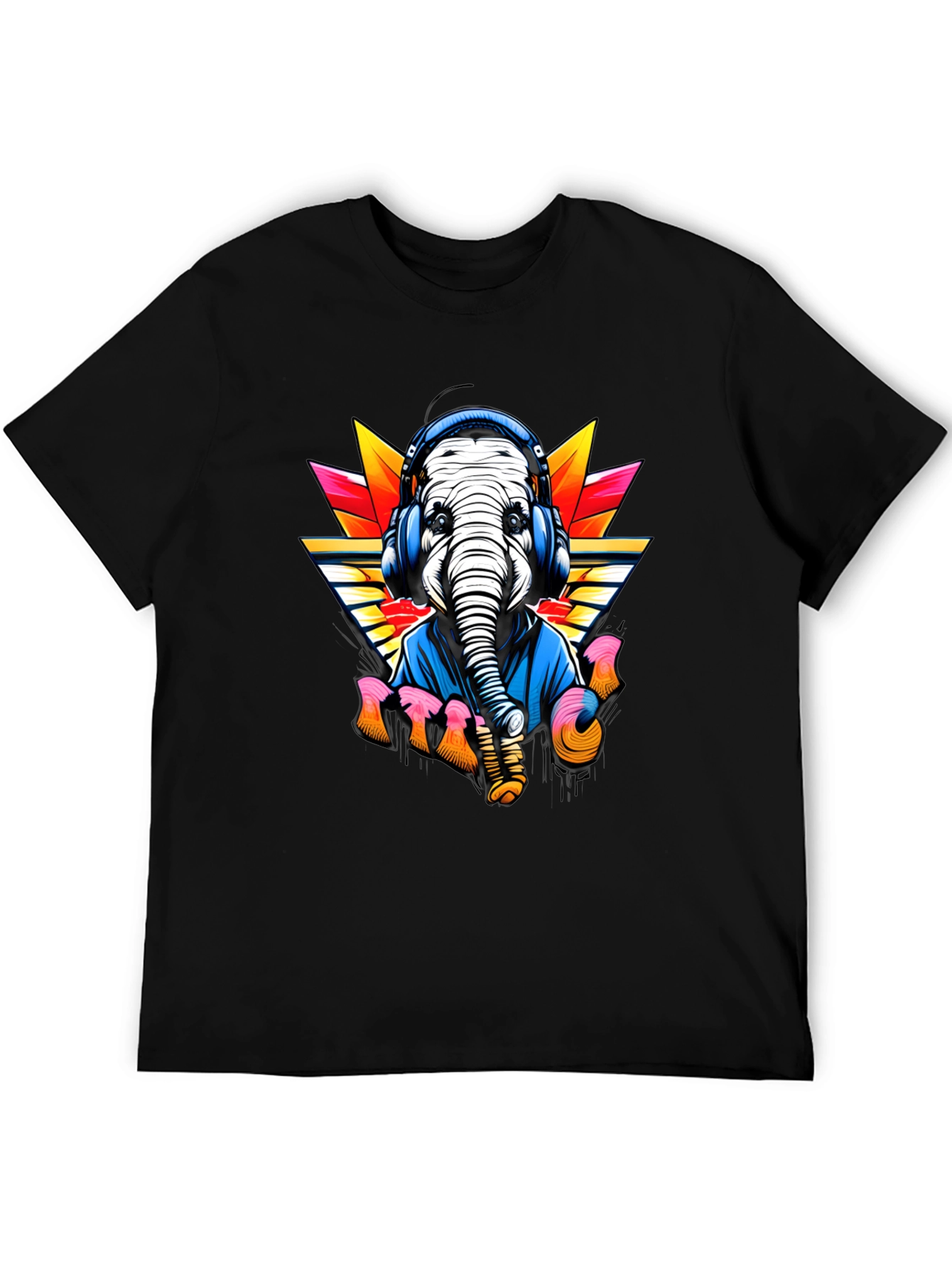 DJ Elephant Graphic Tee - Retro Music Lover