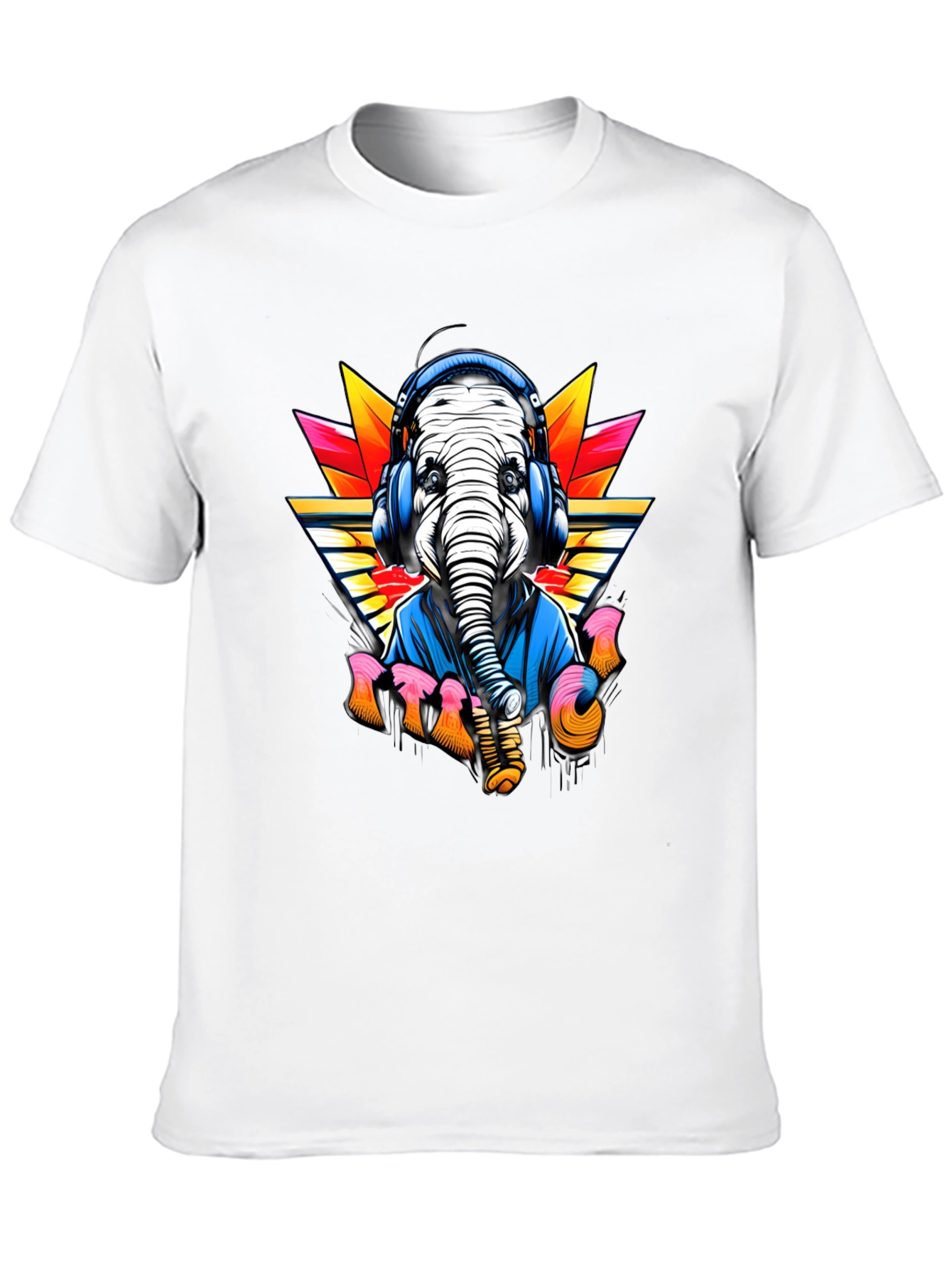 DJ Elephant Graphic Tee - Retro Music Lover