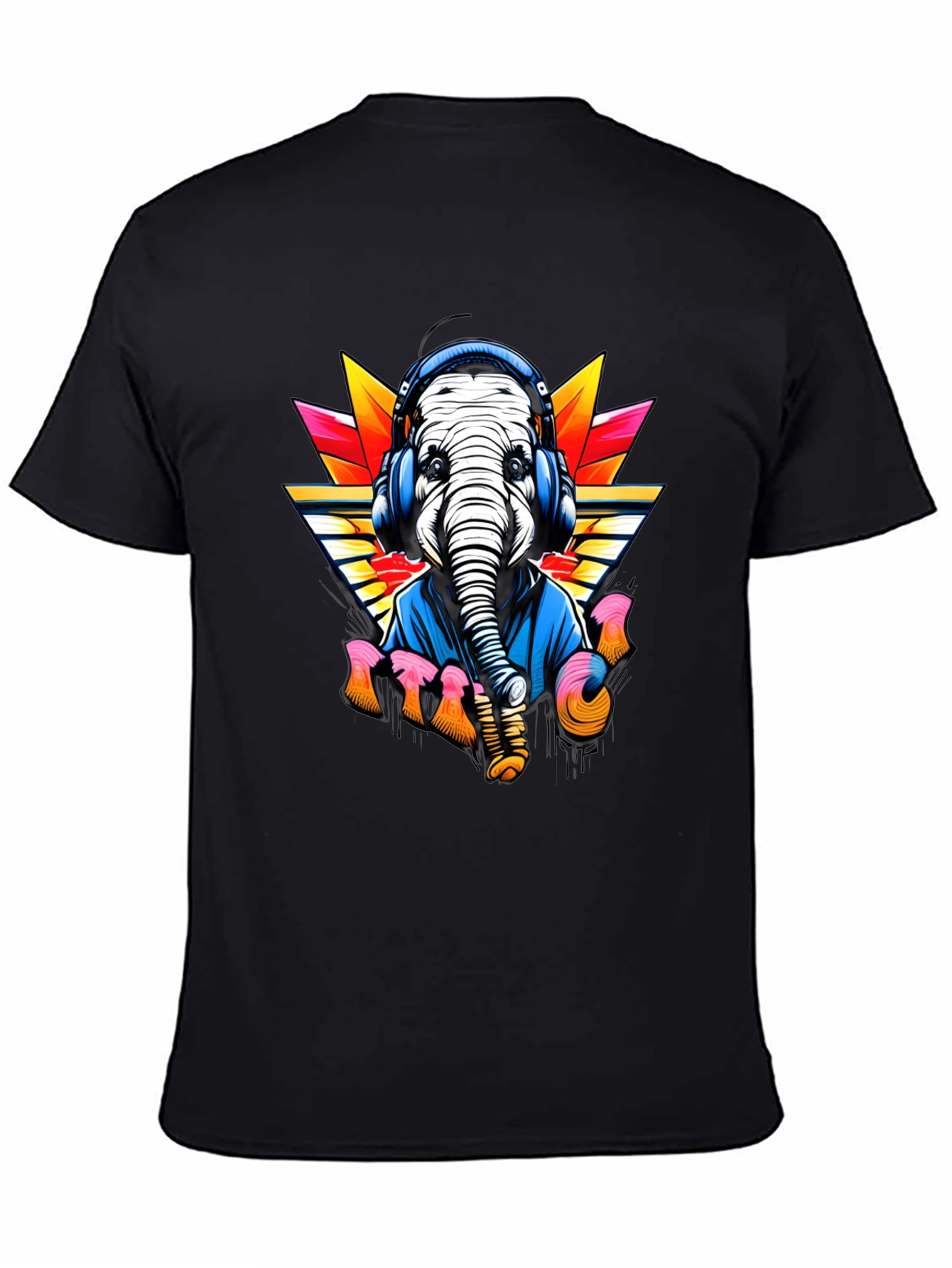 DJ Elephant Graphic Tee - Retro Music Lover