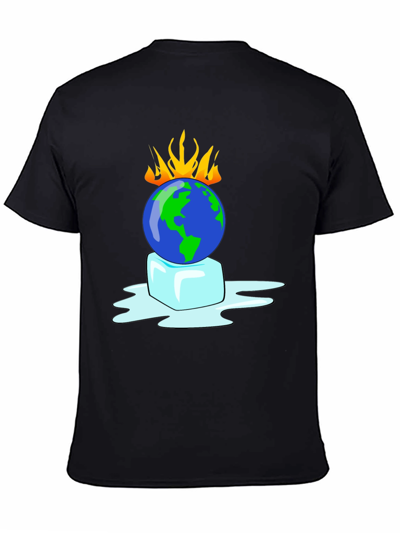 Global Warming T-Shirt: Earth on Fire Melting Ice