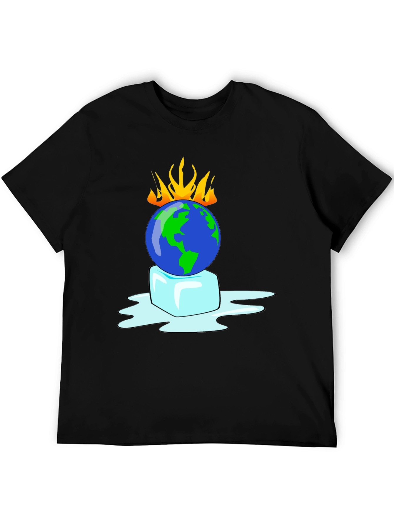 Global Warming T-Shirt: Earth on Fire Melting Ice