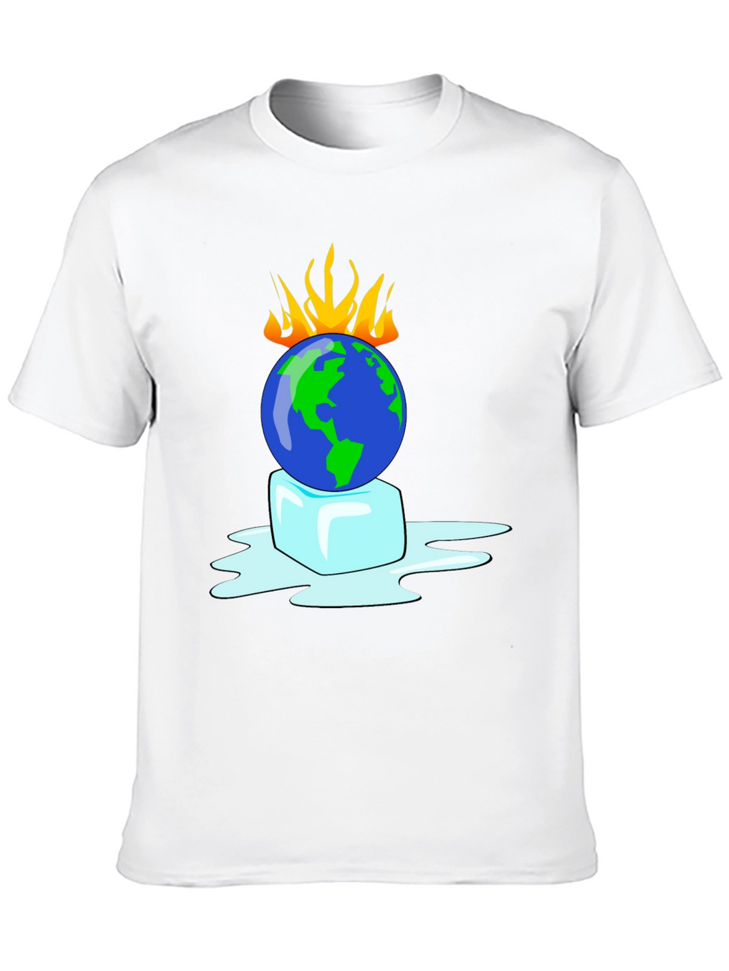 Global Warming T-Shirt: Earth on Fire Melting Ice