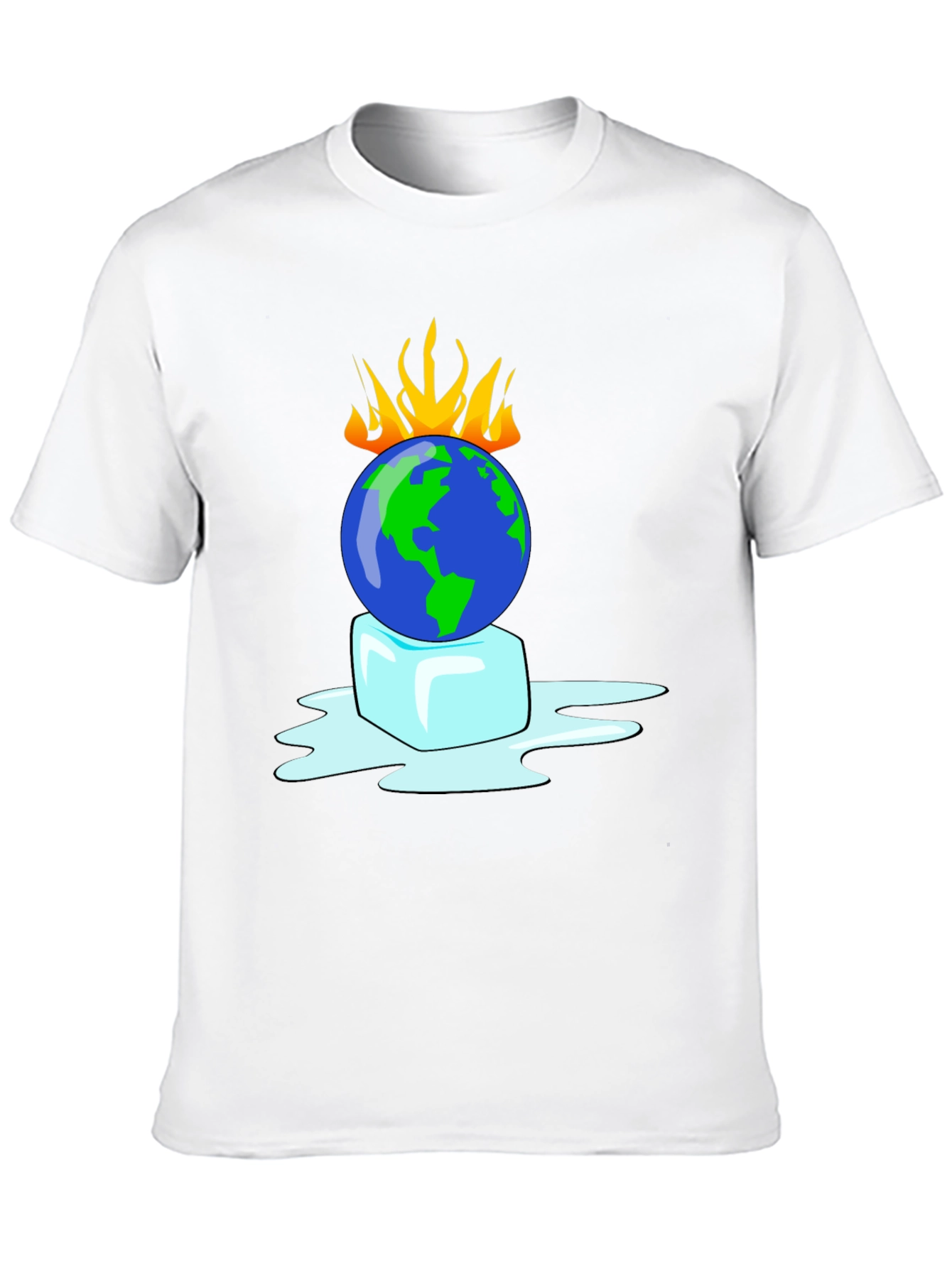 Global Warming T-Shirt: Earth on Fire Melting Ice