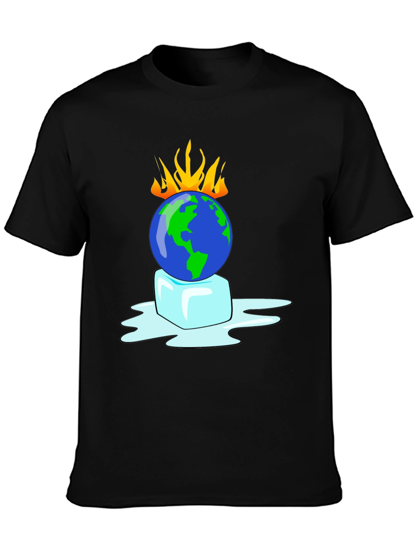 Global Warming T-Shirt: Earth on Fire Melting Ice
