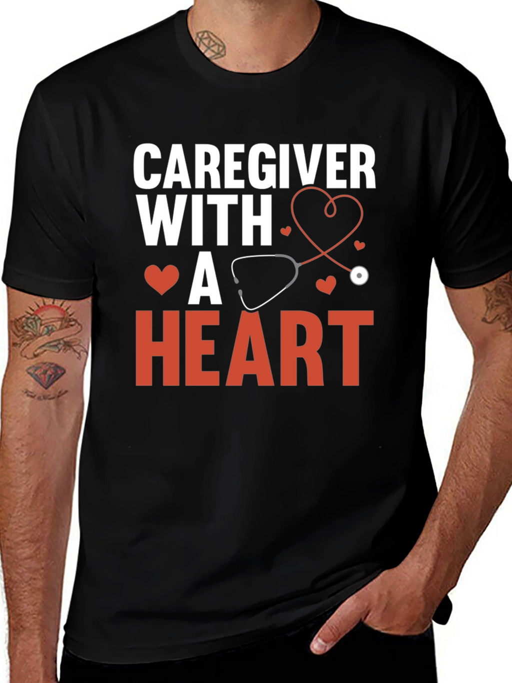 Caregiver With a Heart Graphic Tee