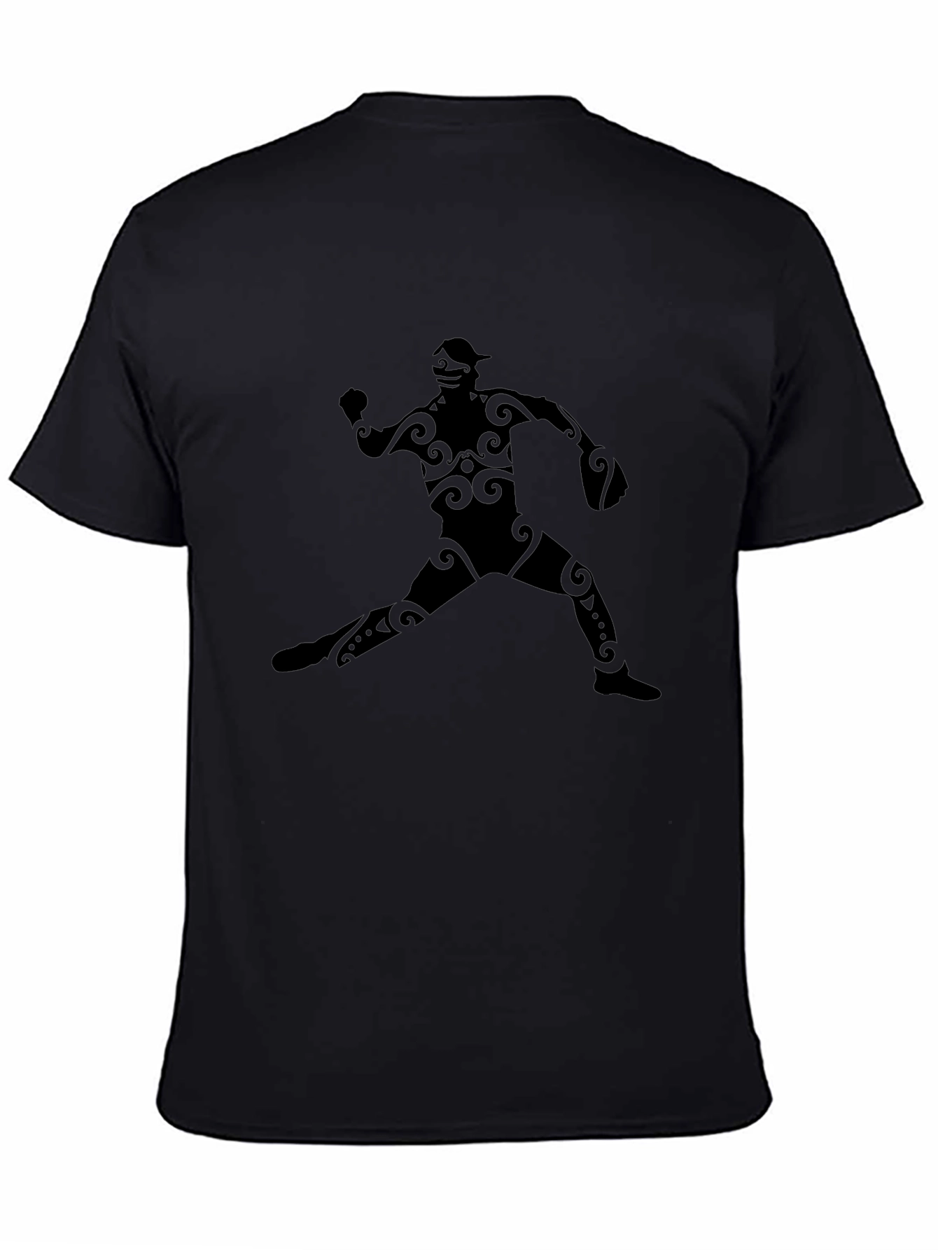 Tribal Baseball Player Graphic Tee - Black