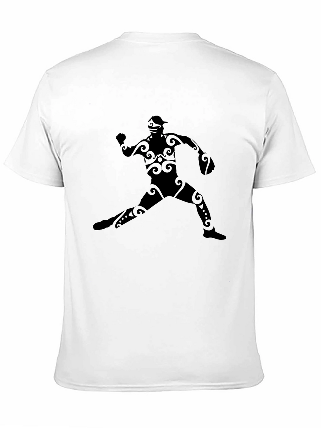 Tribal Baseball Player Graphic Tee - Black