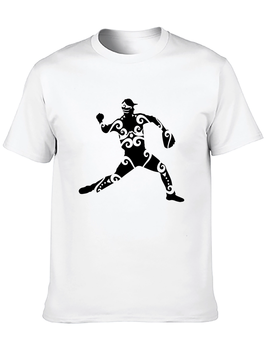 Tribal Baseball Player Graphic Tee - Black