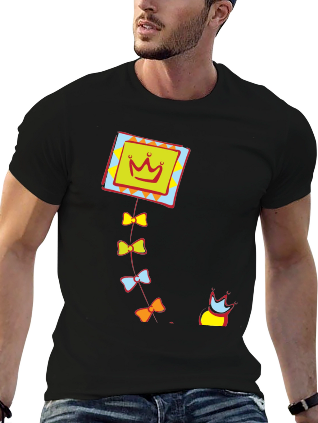 Crown Kite Graphic Tee - Stylish Black T-Shirt
