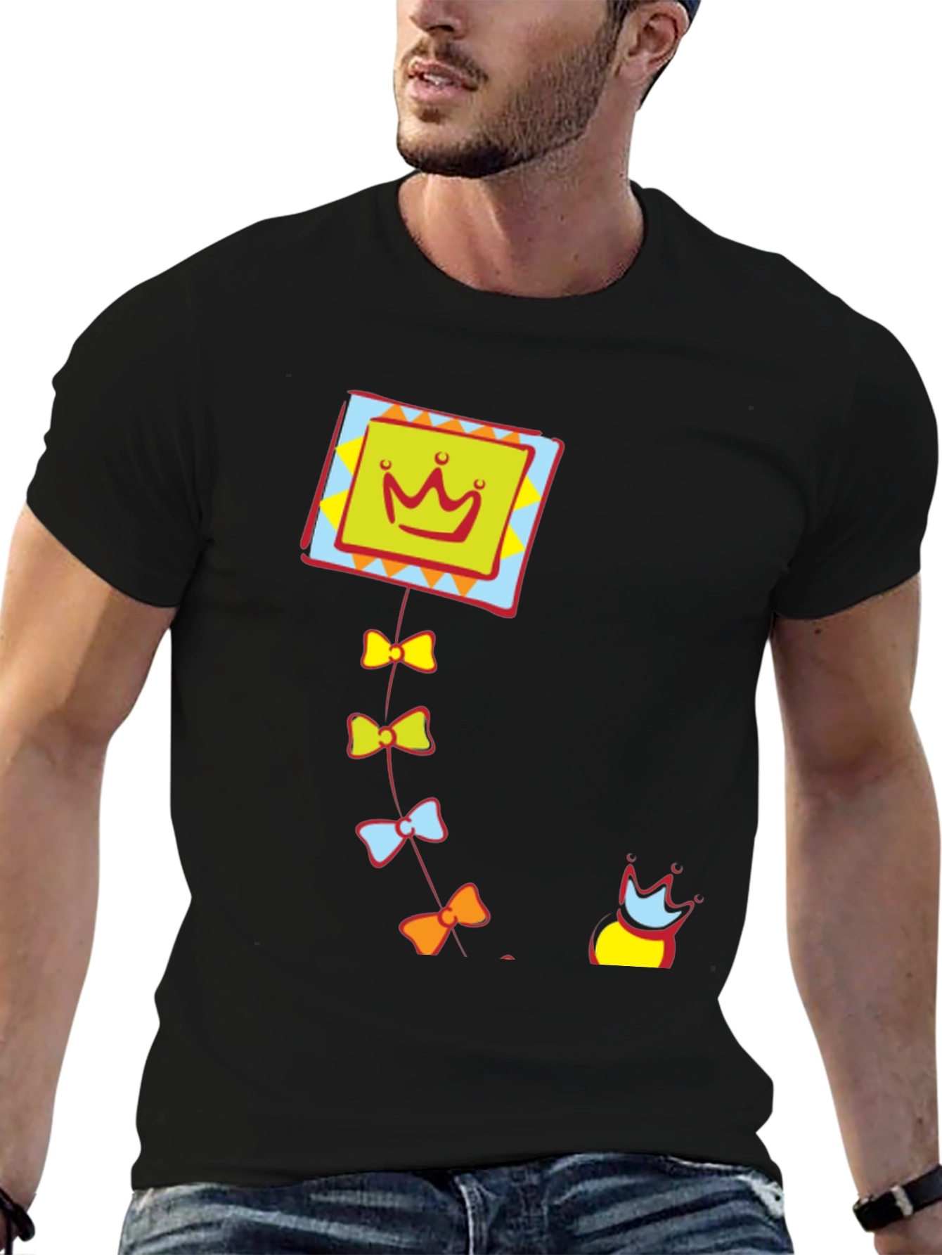 Crown Kite Graphic Tee - Stylish Black T-Shirt