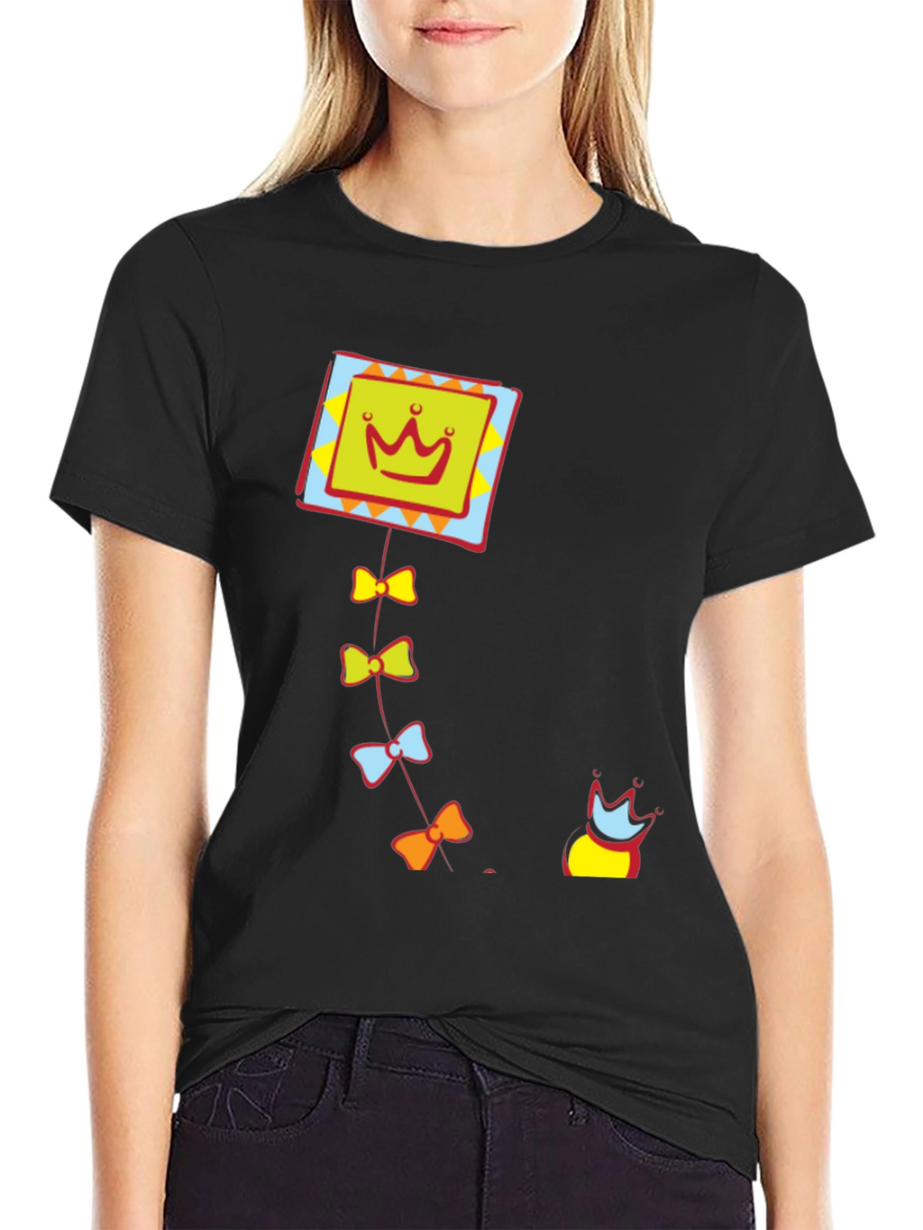 Crown Kite Graphic Tee - Stylish Black T-Shirt