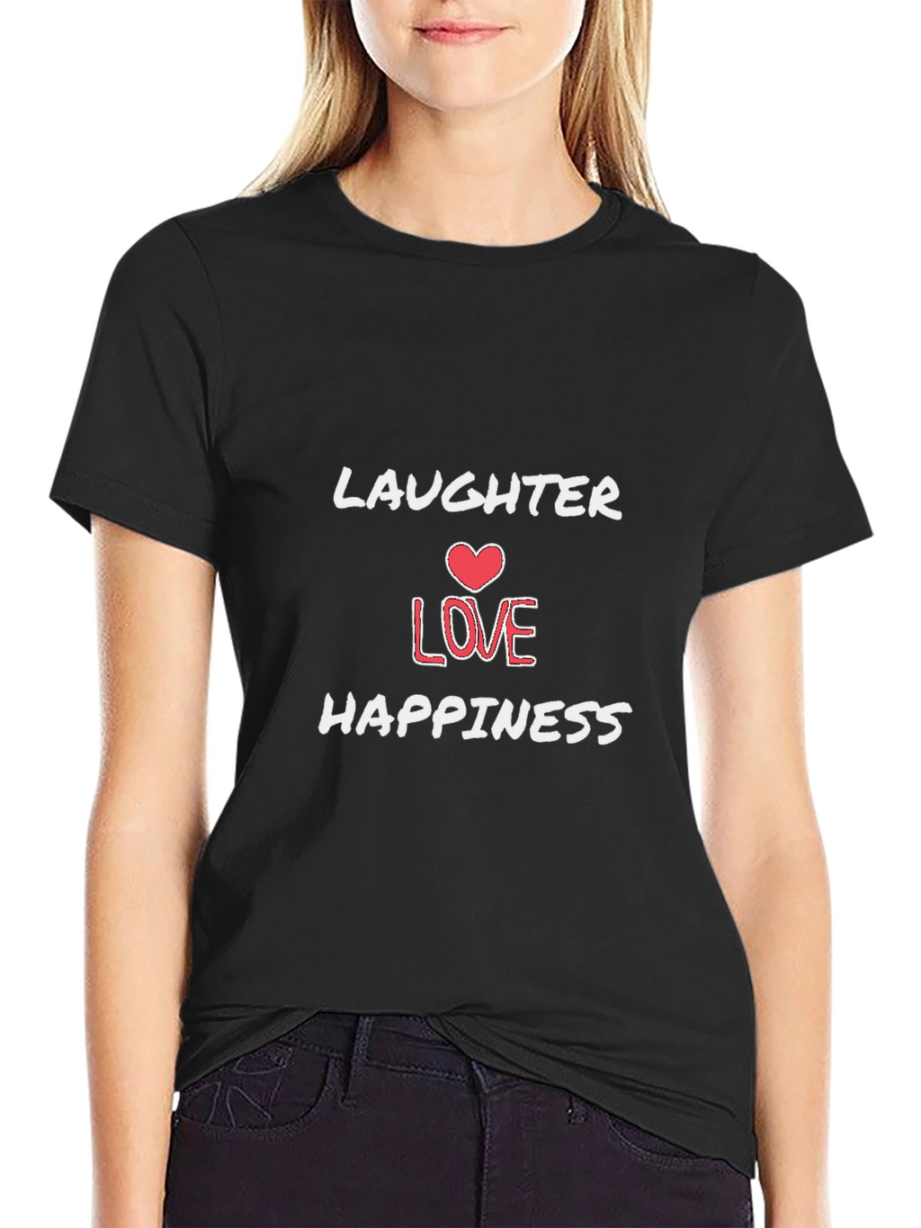 Laughter Love Happiness Graphic Tee - Black