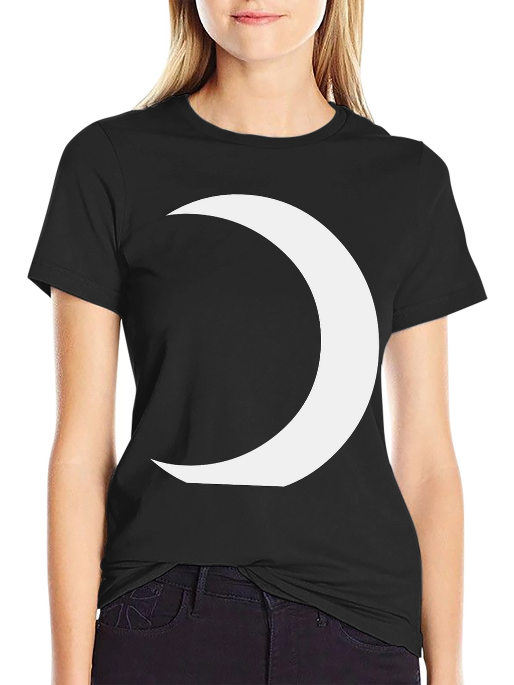 Crescent Moon Graphic Tee - Modern Black T-Shirt