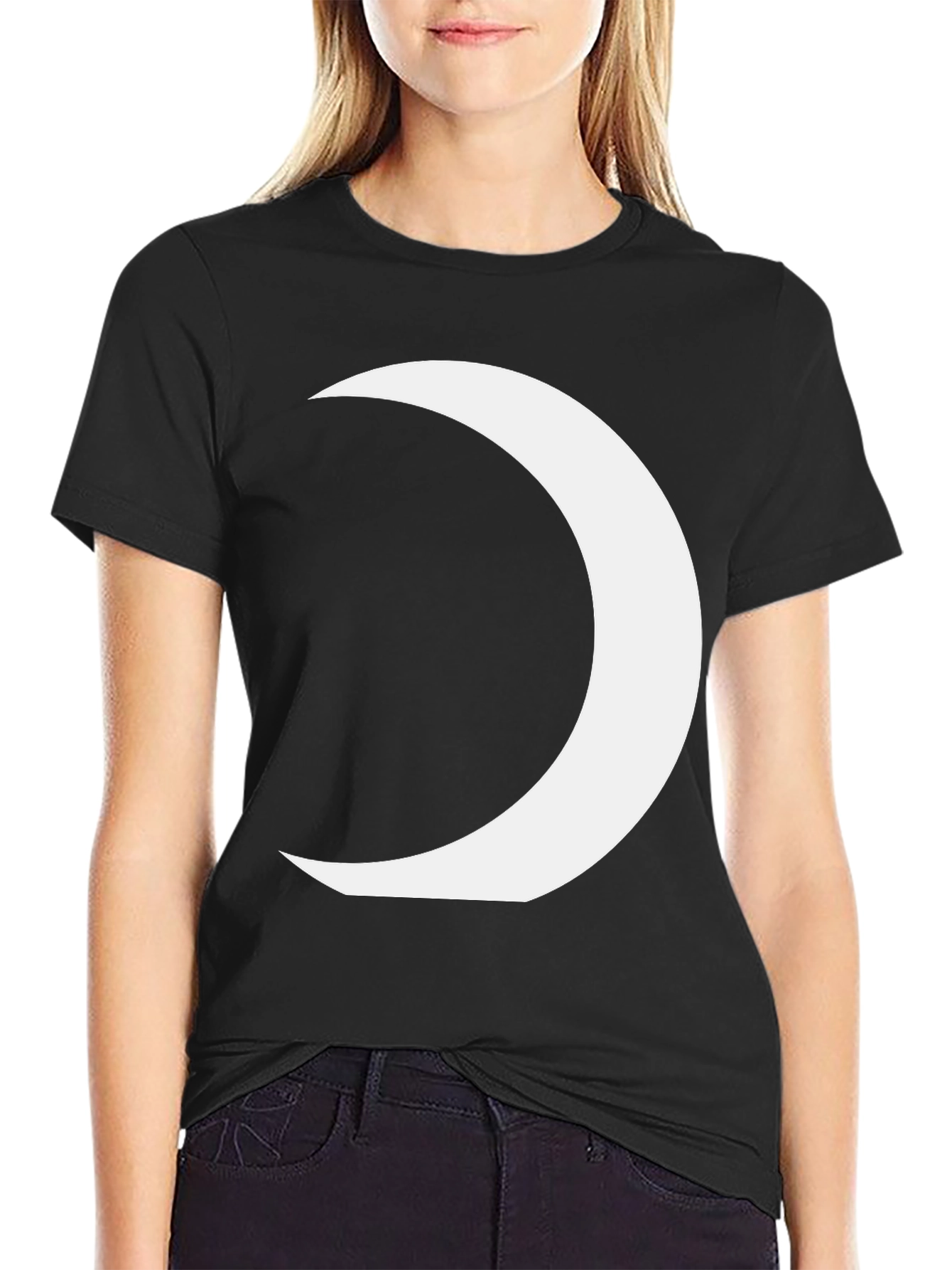 Crescent Moon Graphic Tee - Modern Black T-Shirt