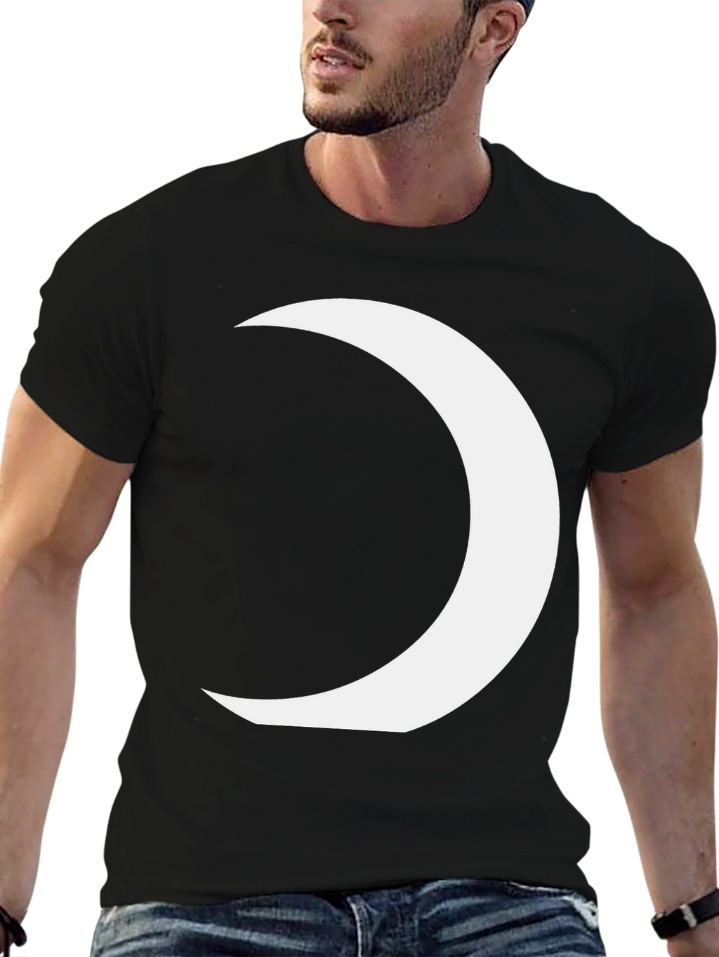 Crescent Moon Graphic Tee - Modern Black T-Shirt