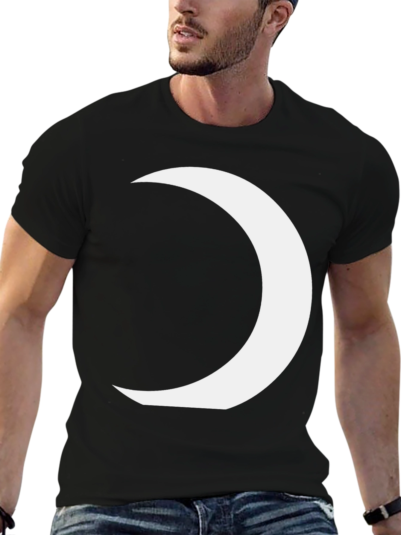 Crescent Moon Graphic Tee - Modern Black T-Shirt